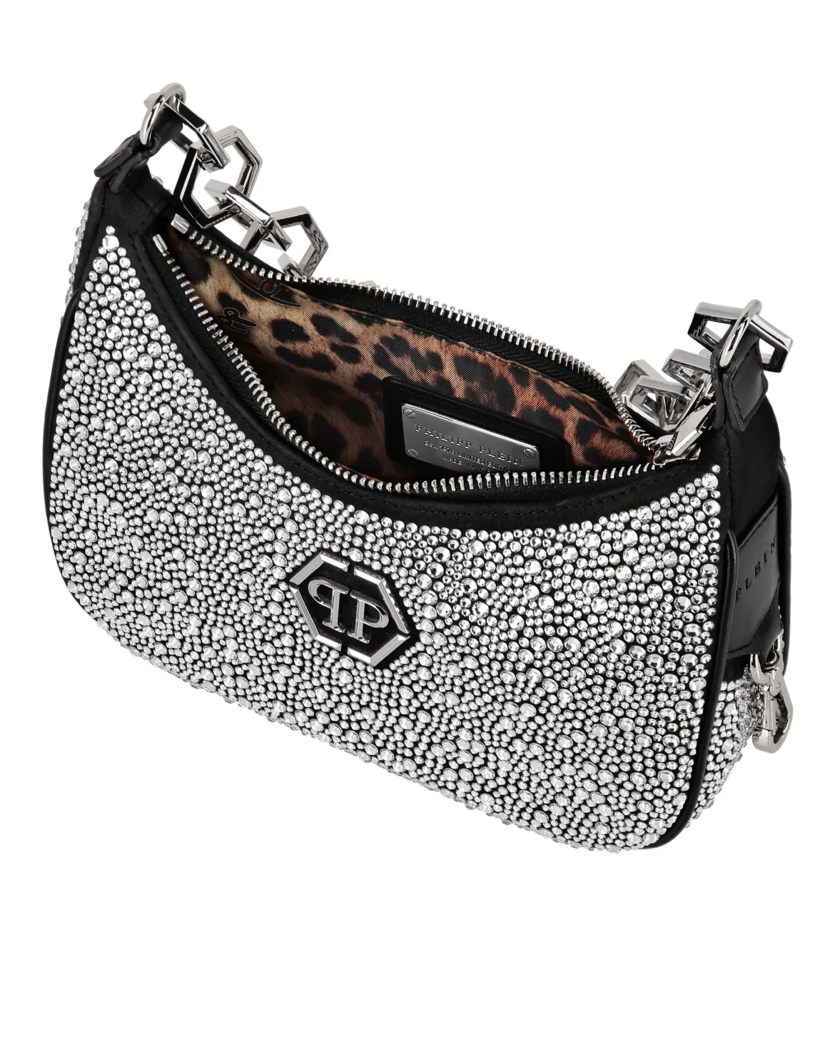 Leather Shoulder Bag Crystal, цвет: Черный