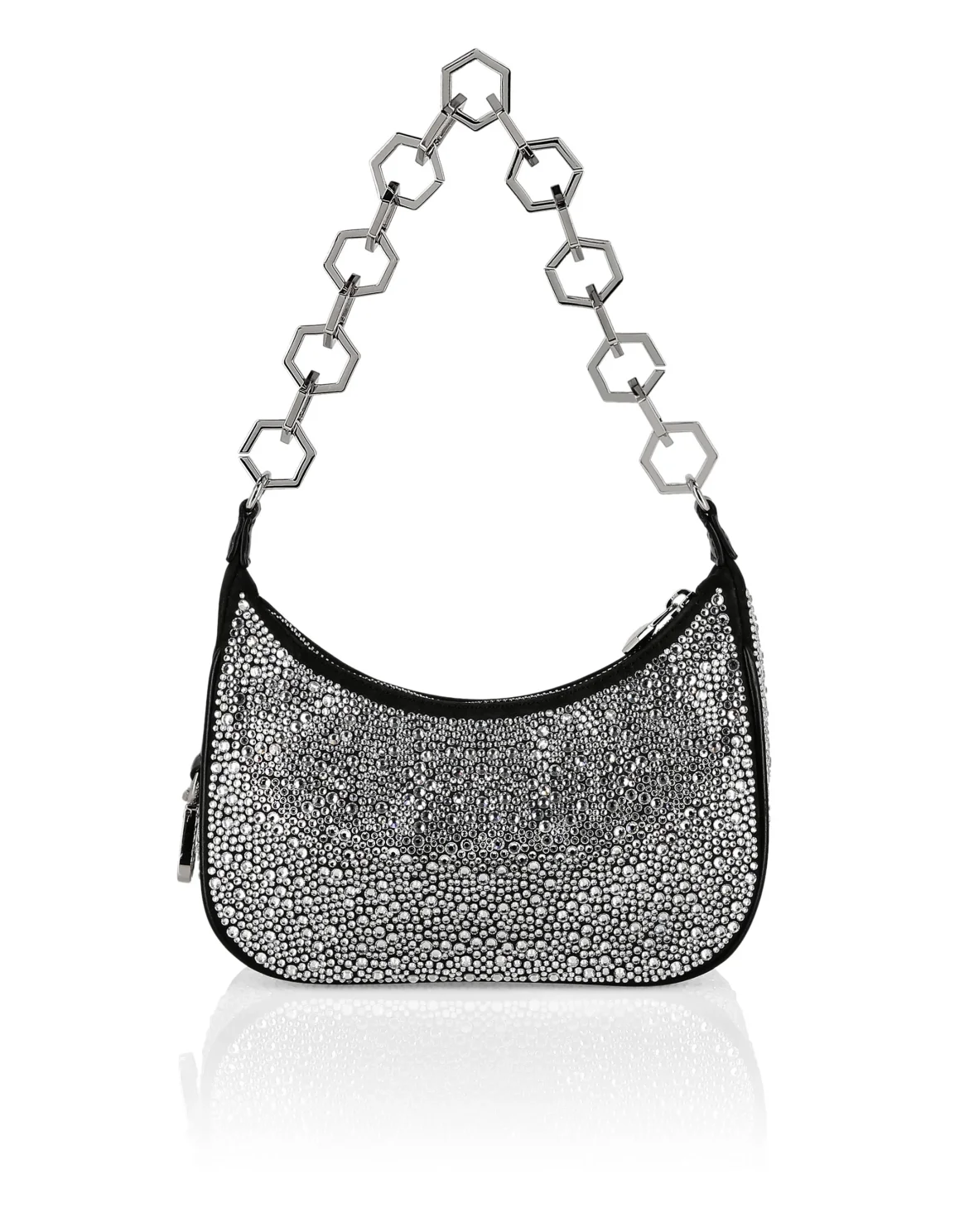Leather Shoulder Bag Crystal, цвет: Черный