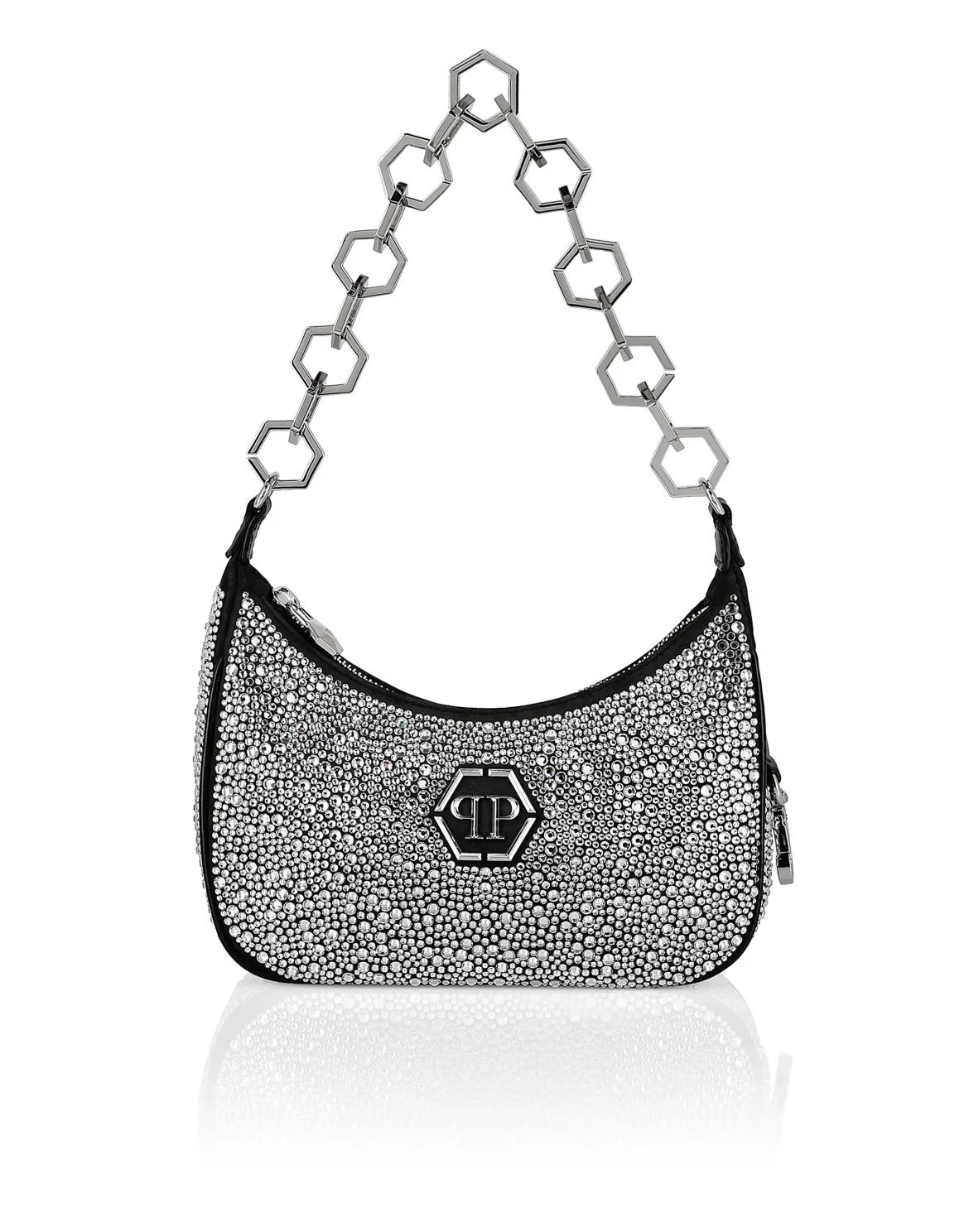 Leather Shoulder Bag Crystal, цвет: Черный