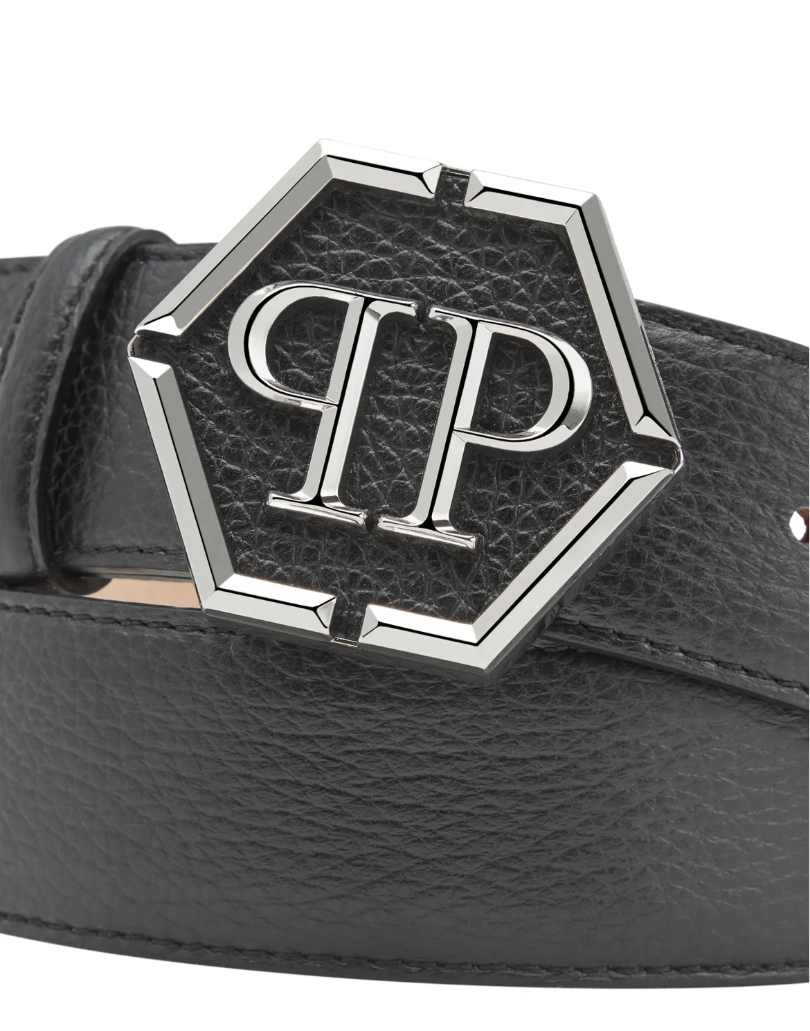 Leather Belt Hexagon, цвет: Черный