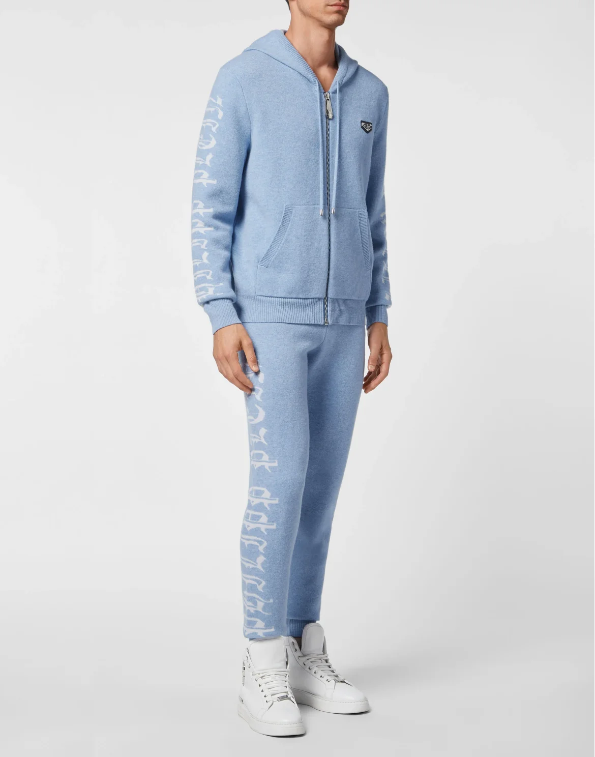 Wool Hoodie Jacket/Trousers Jacquard Skull, цвет: Голубой