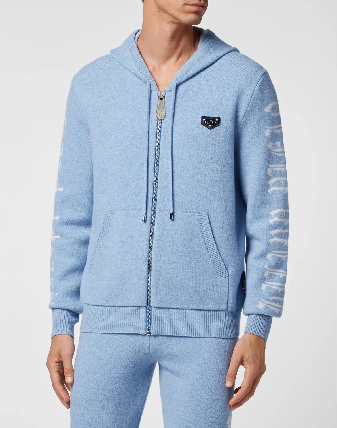 Wool Hoodie Jacket/Trousers Jacquard Skull, цвет: Голубой