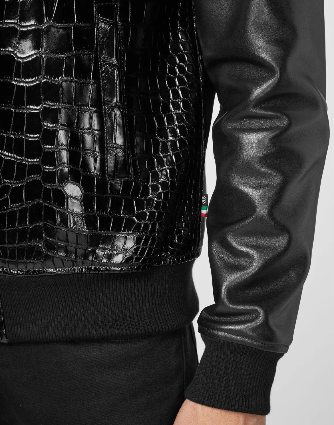 Crocodile Leather Bomber Luxury, цвет: Черный