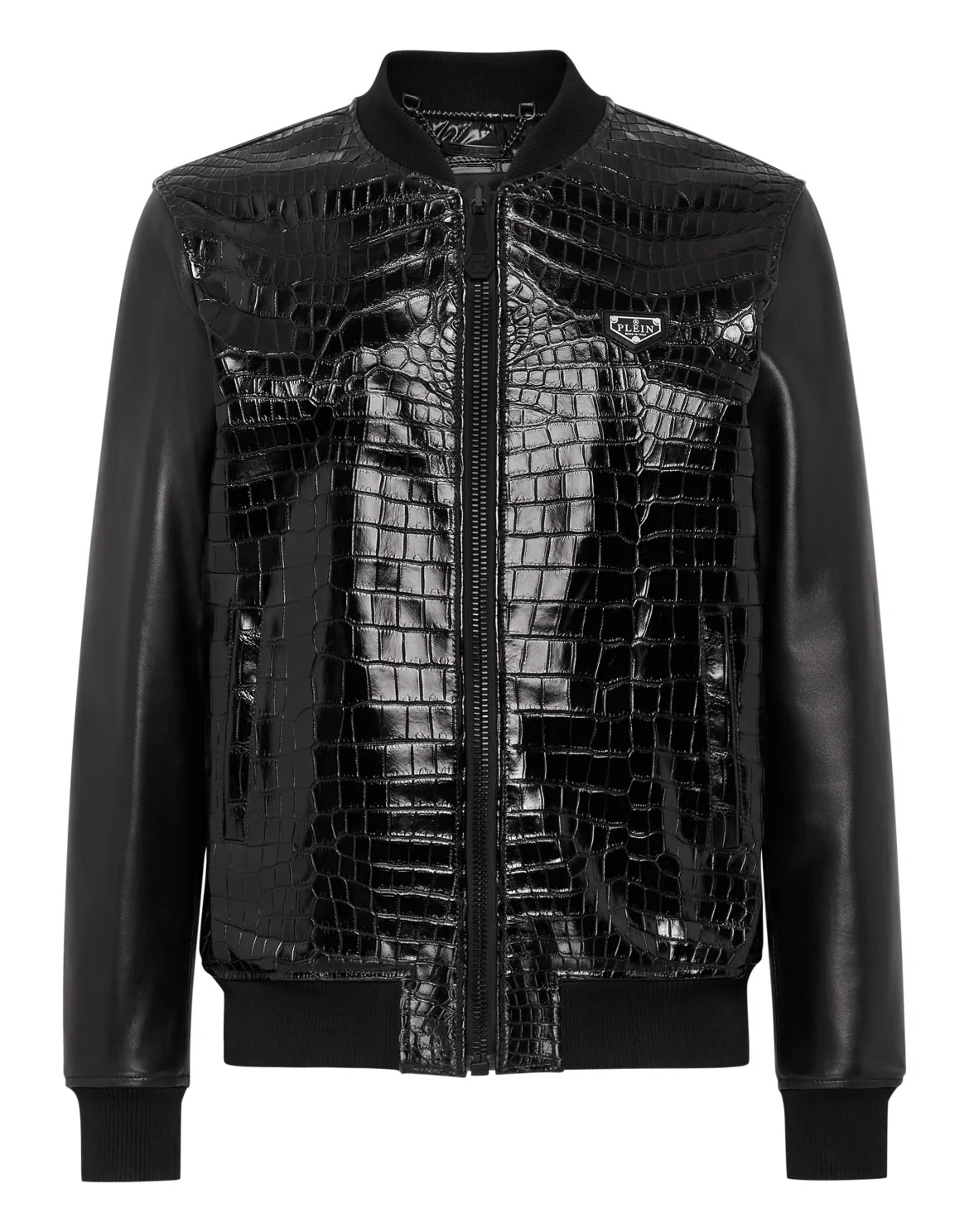 Crocodile Leather Bomber Luxury, цвет: Черный