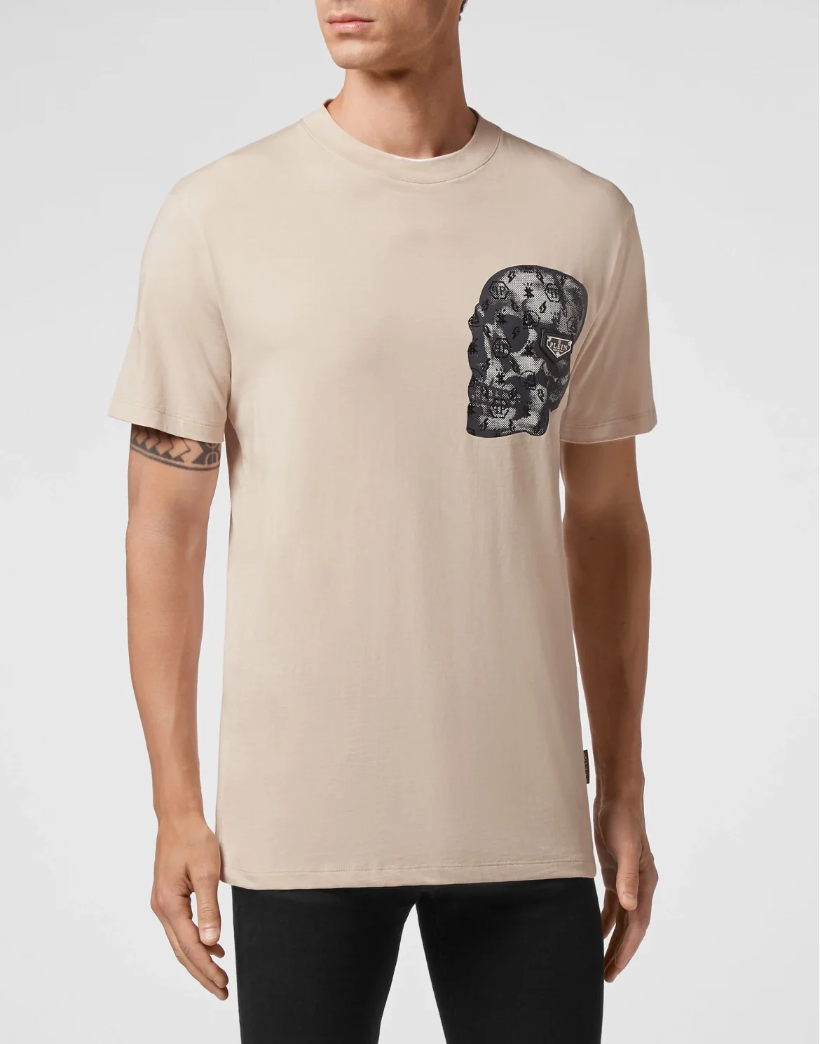 T-shirt Round Neck SS print Skull, цвет: Бежевый