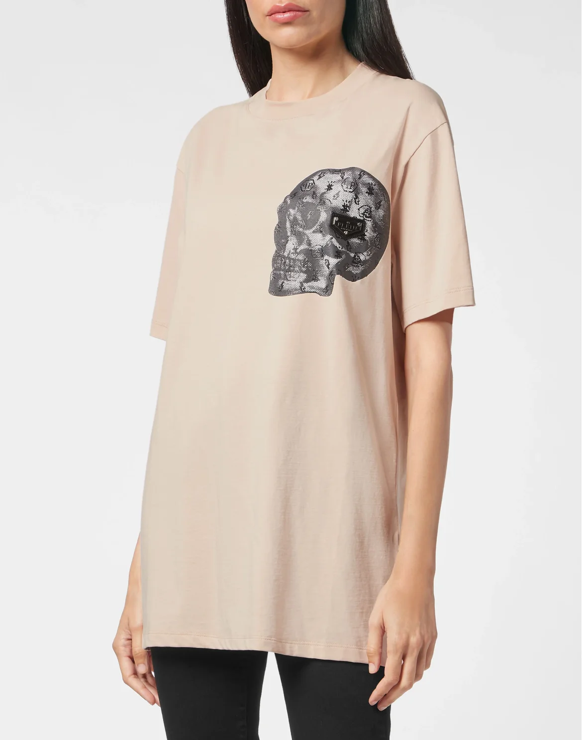 T-shirt Round Neck SS print Skull, цвет: Бежевый