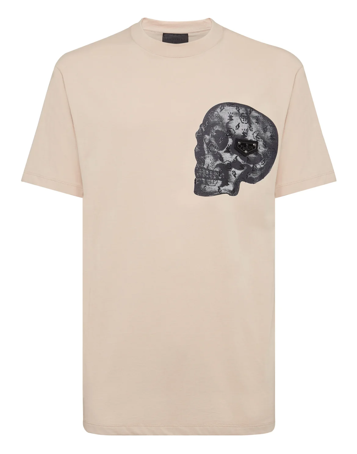 T-shirt Round Neck SS print Skull, цвет: Бежевый