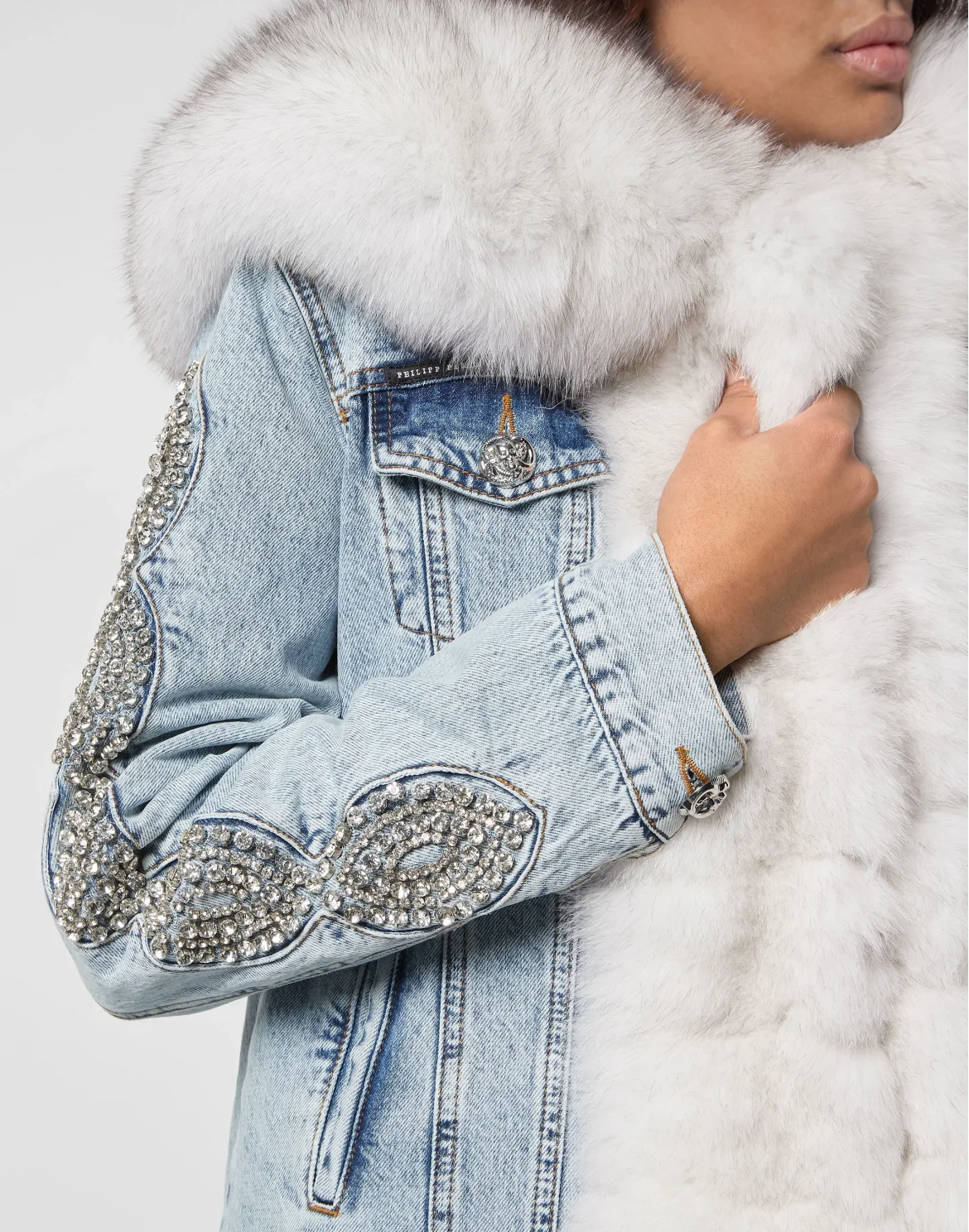 Denim Jacket Crystal Cable, цвет: Голубой
