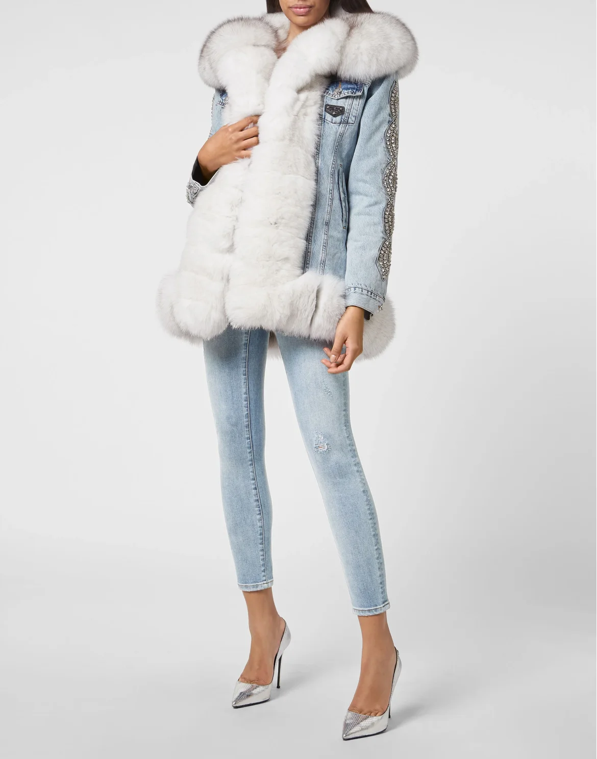 Denim Jacket Crystal Cable, цвет: Голубой