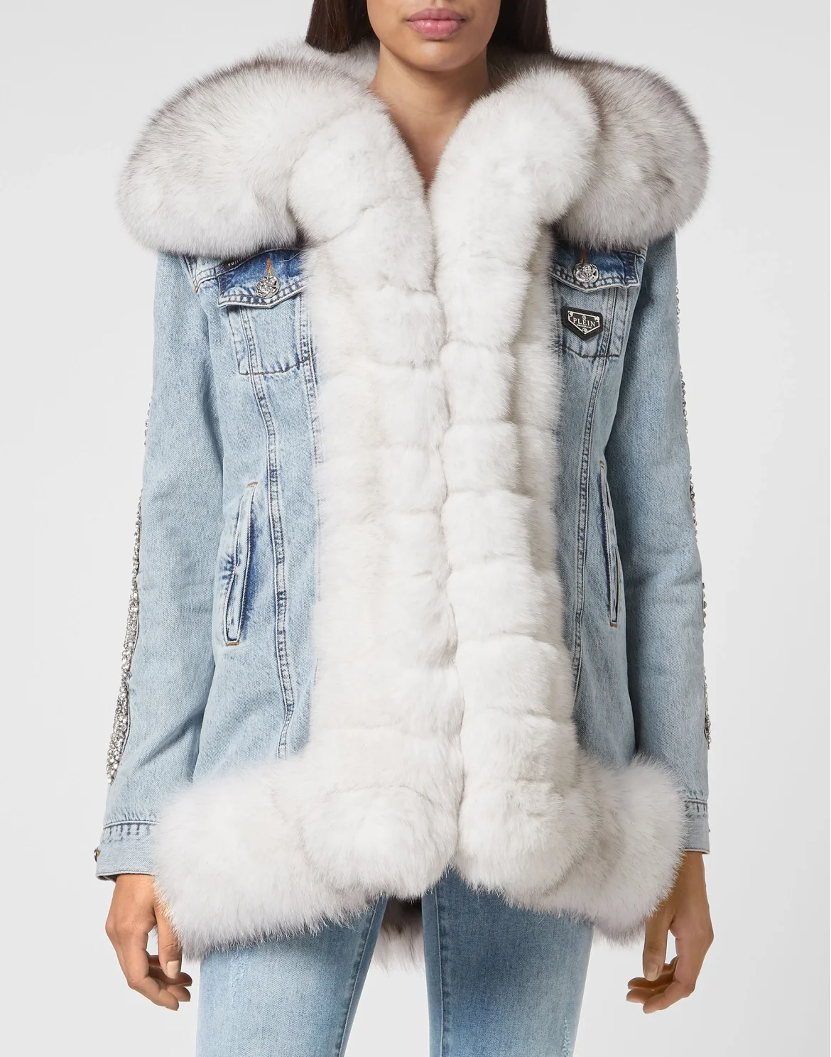 Denim Jacket Crystal Cable, цвет: Голубой