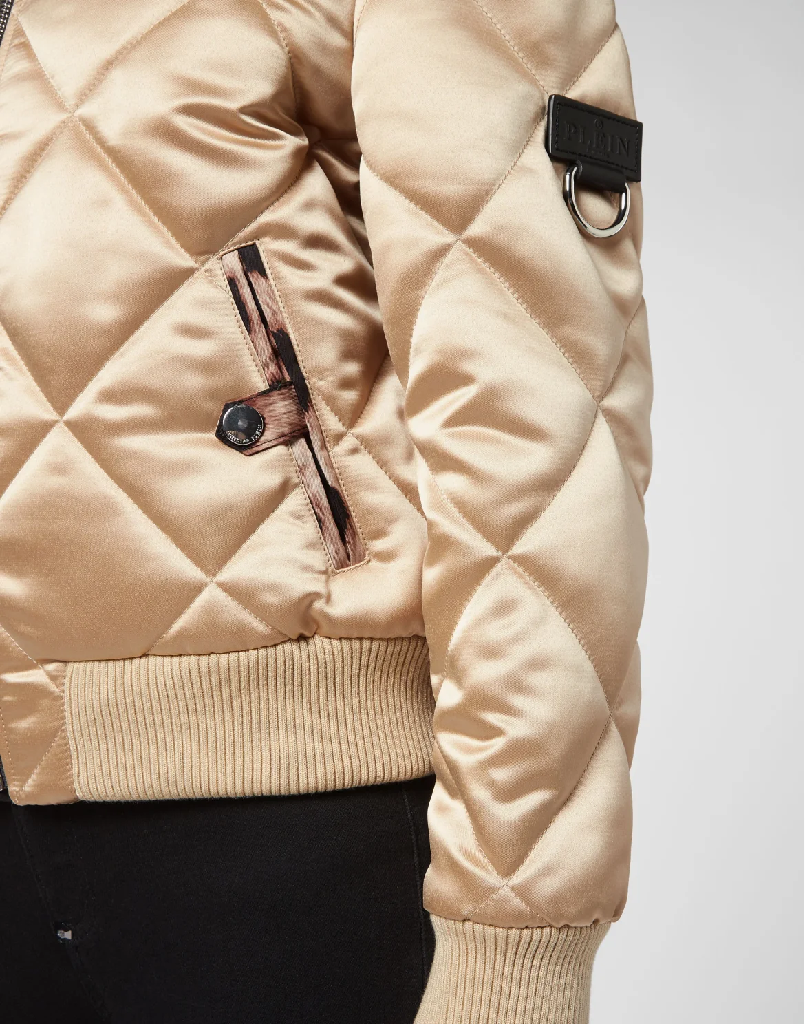 Nylon Quilted Bomber Iconic Plein, цвет: Бежевый