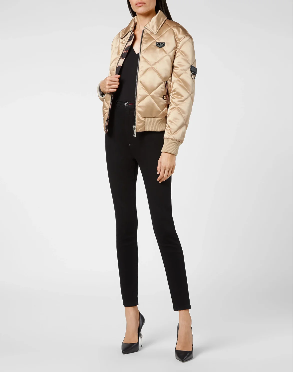 Nylon Quilted Bomber Iconic Plein, цвет: Бежевый