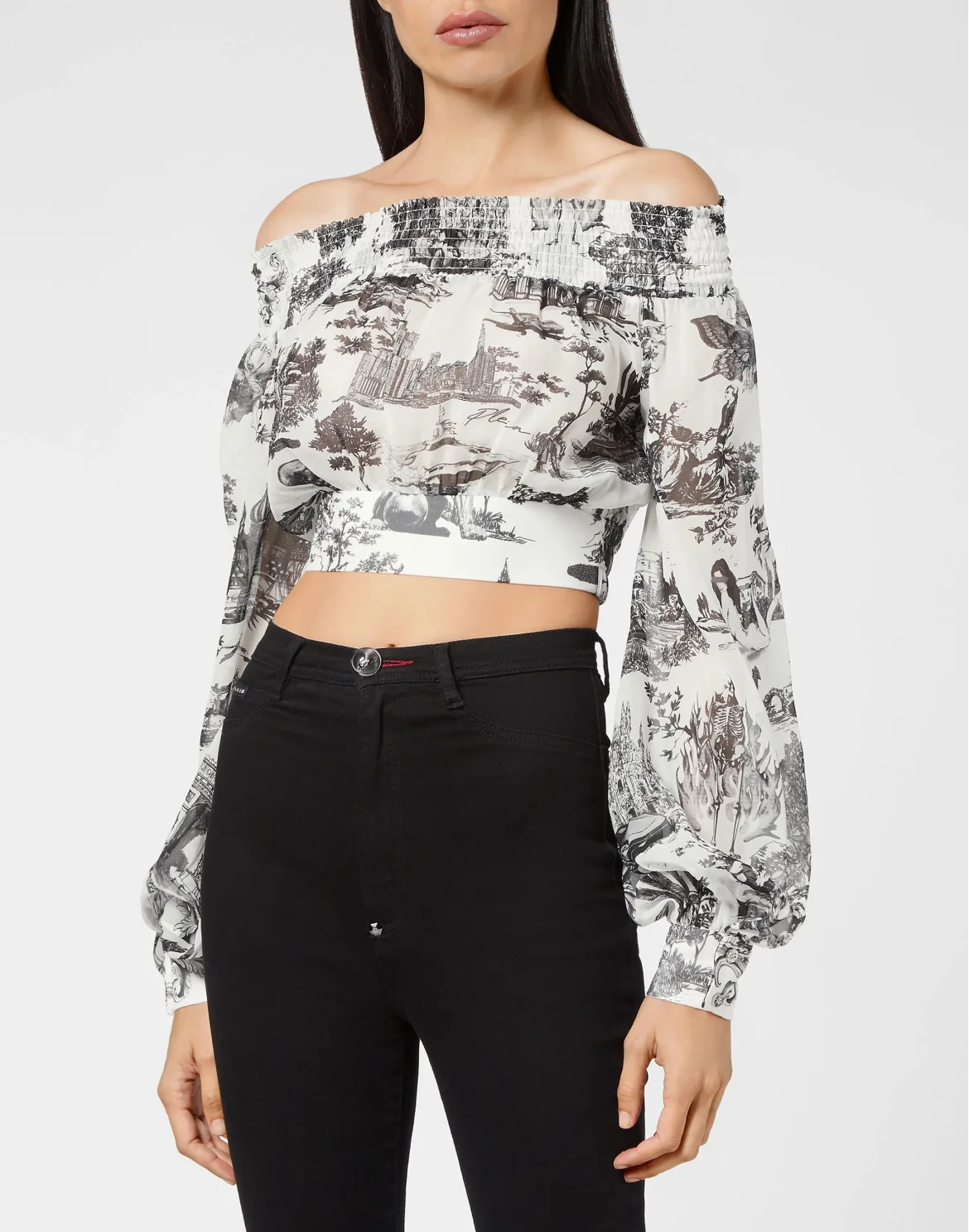 Georgette Crop Top LS En PLEIN air, цвет: Белый