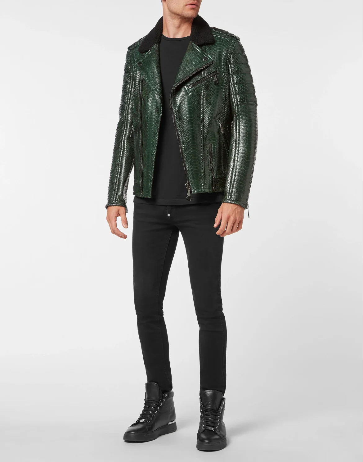 Python Biker Jacket, цвет: Зеленый