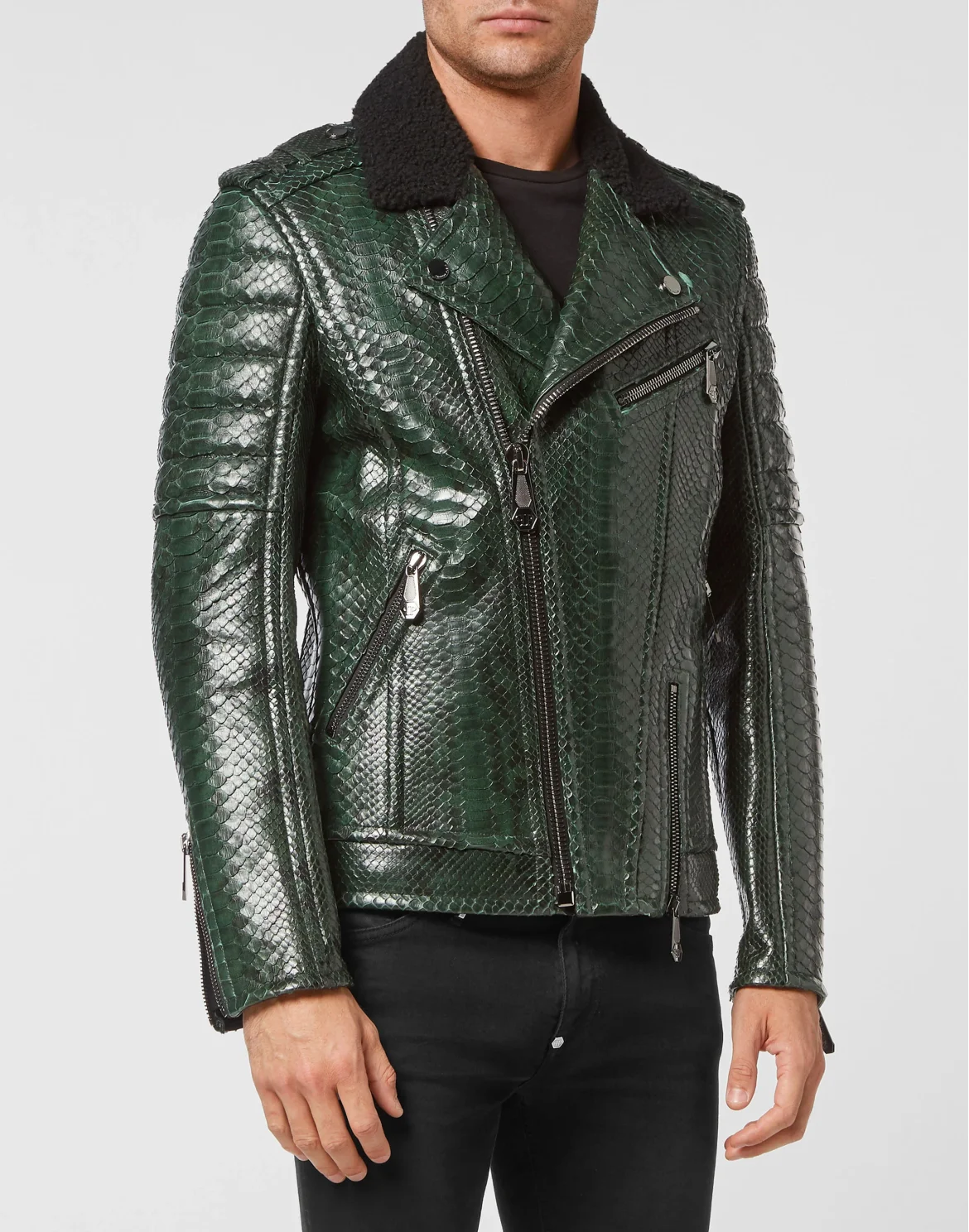 Python Biker Jacket, цвет: Зеленый