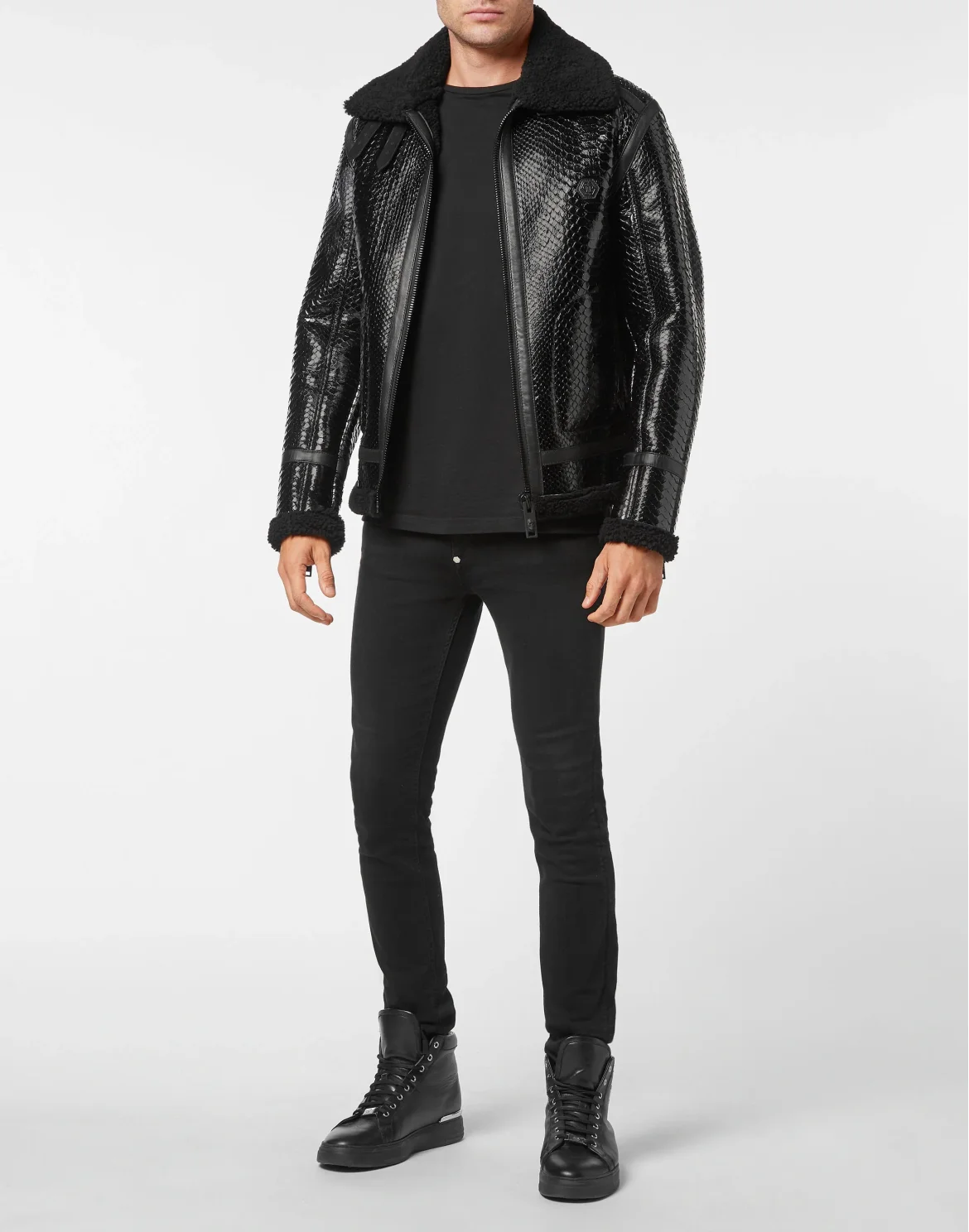 Shearling Python Jacket, цвет: Черный