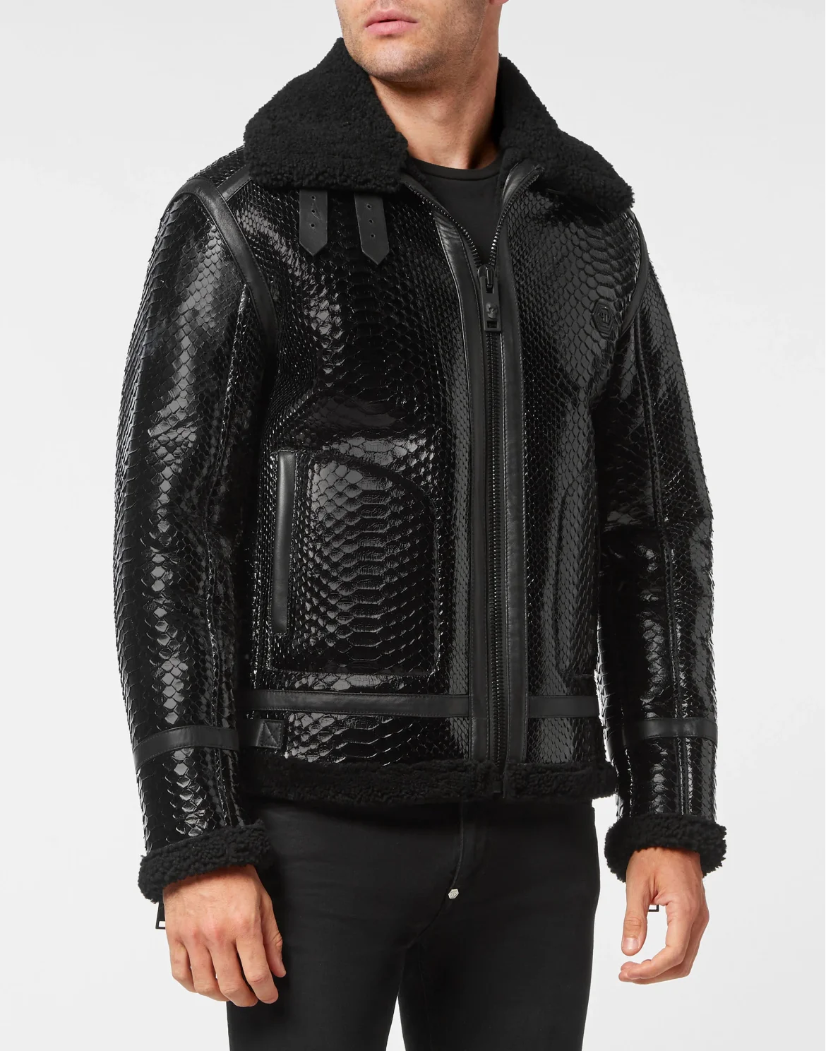 Shearling Python Jacket, цвет: Черный