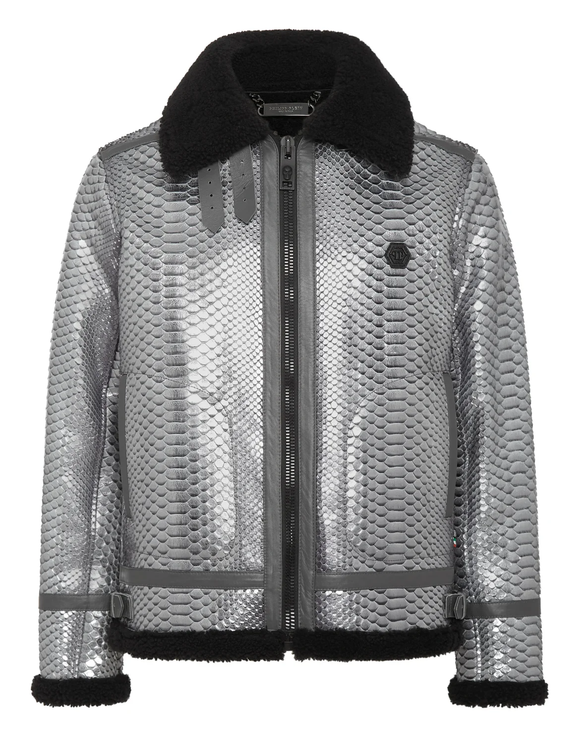 Shearling Python Jacket, цвет: Серебристый