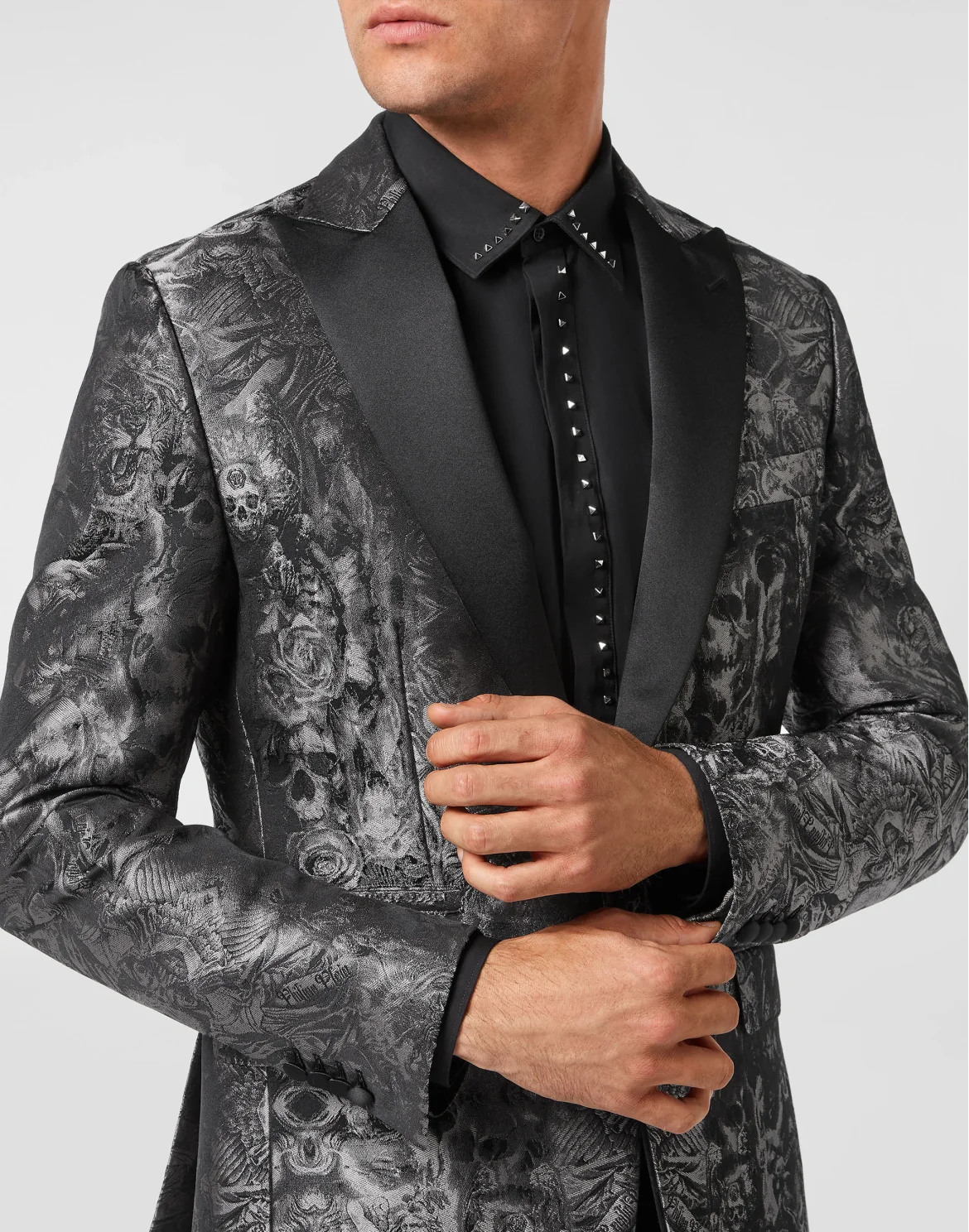 Jacquard Blazer Lord fit Gothic Plein with Crystals, цвет: Черный