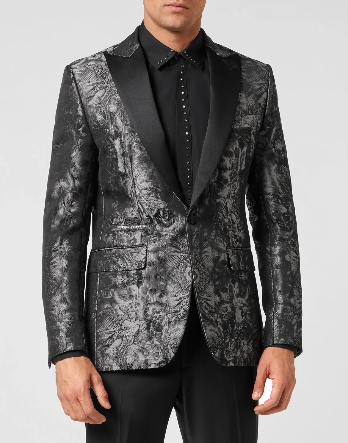 Jacquard Blazer Lord fit Gothic Plein with Crystals, цвет: Черный