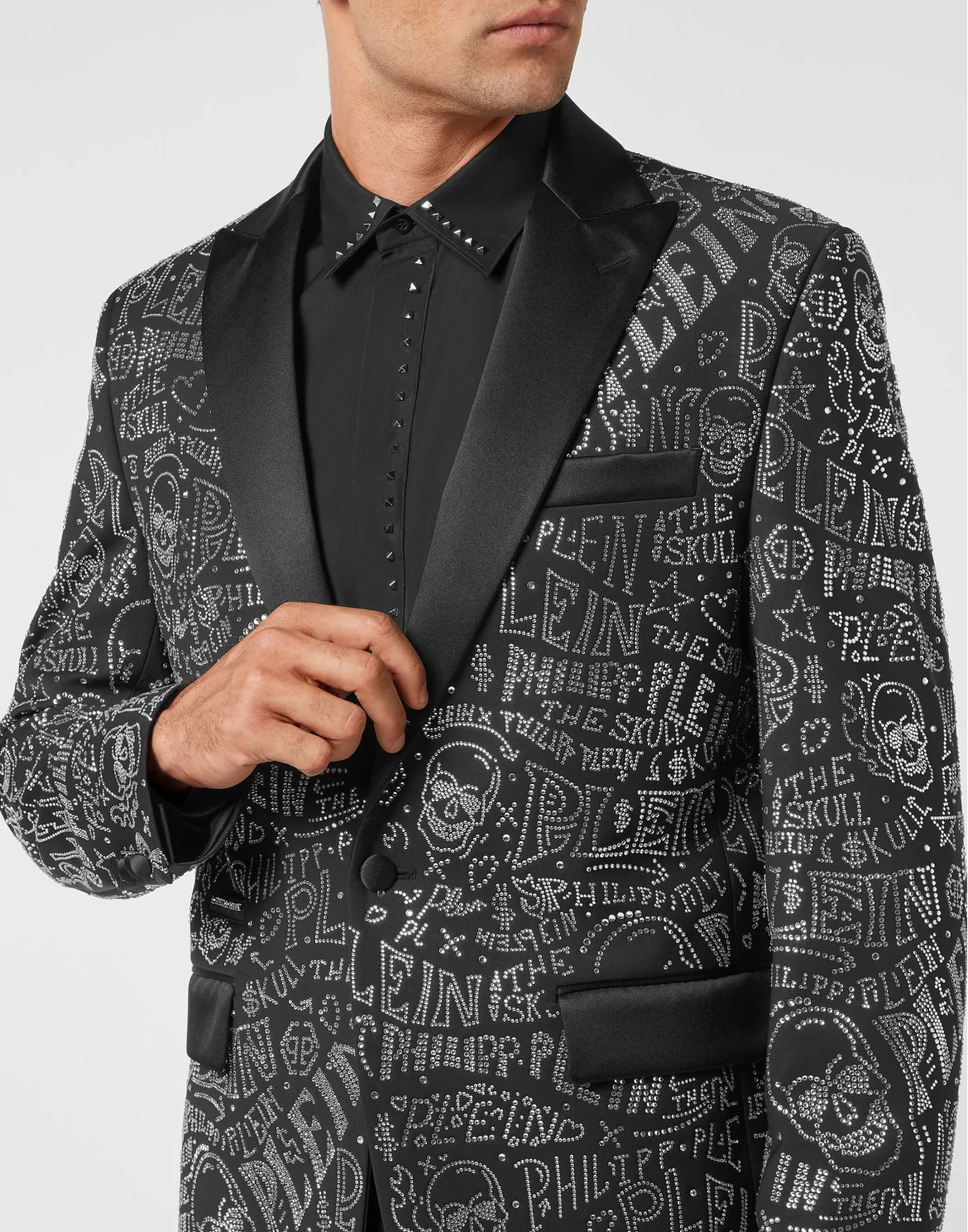 Velvet Blazer Lord fit Skull and Plein with Crystals, цвет: Черный