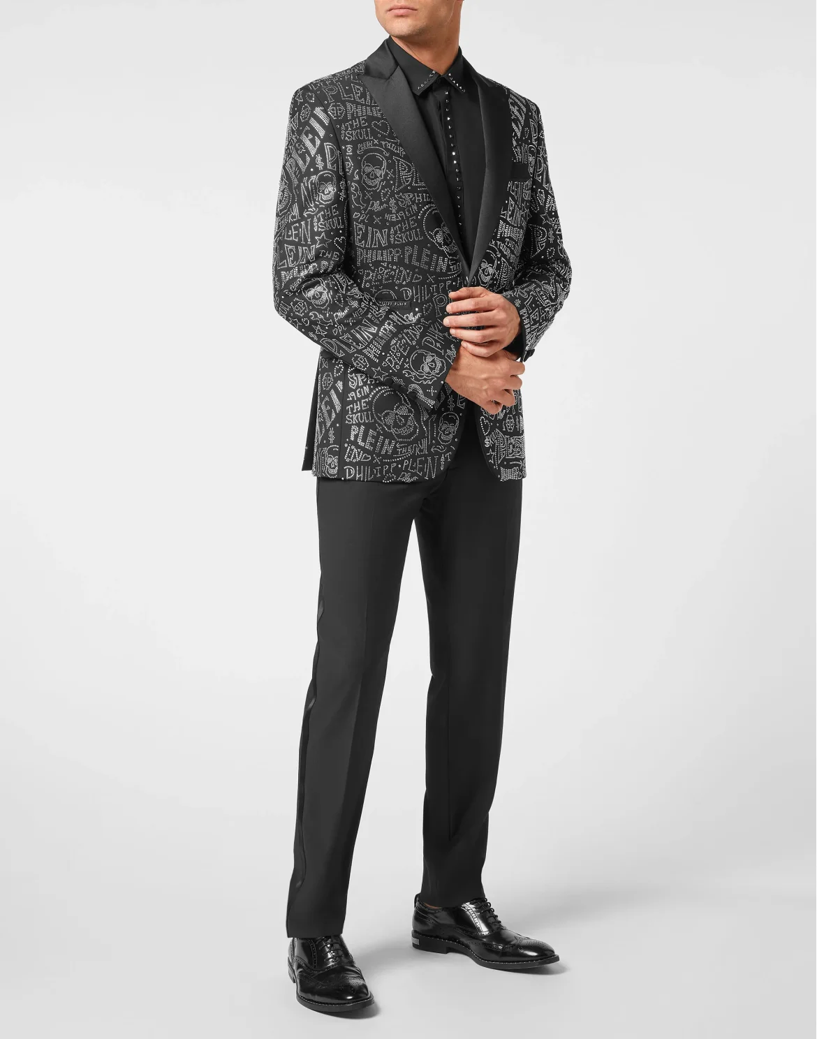 Velvet Blazer Lord fit Skull and Plein with Crystals, цвет: Черный