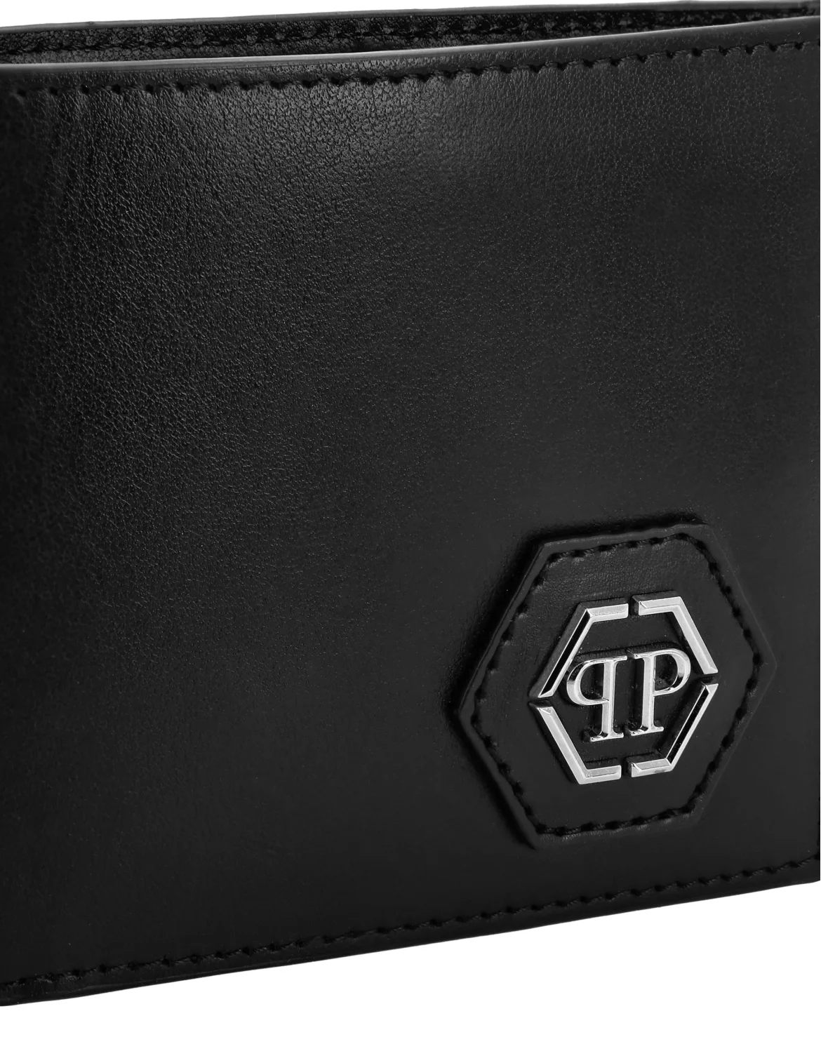 Leather French Wallet Hexagon, цвет: Черный