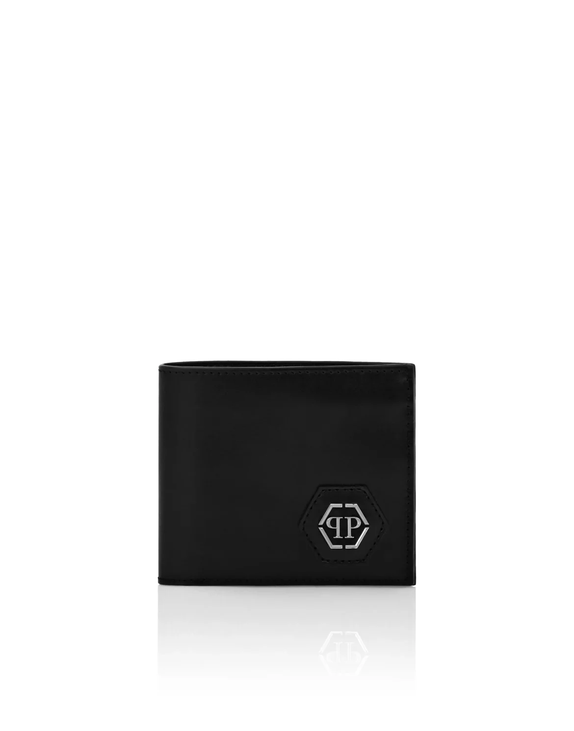 Leather French Wallet Hexagon, цвет: Черный
