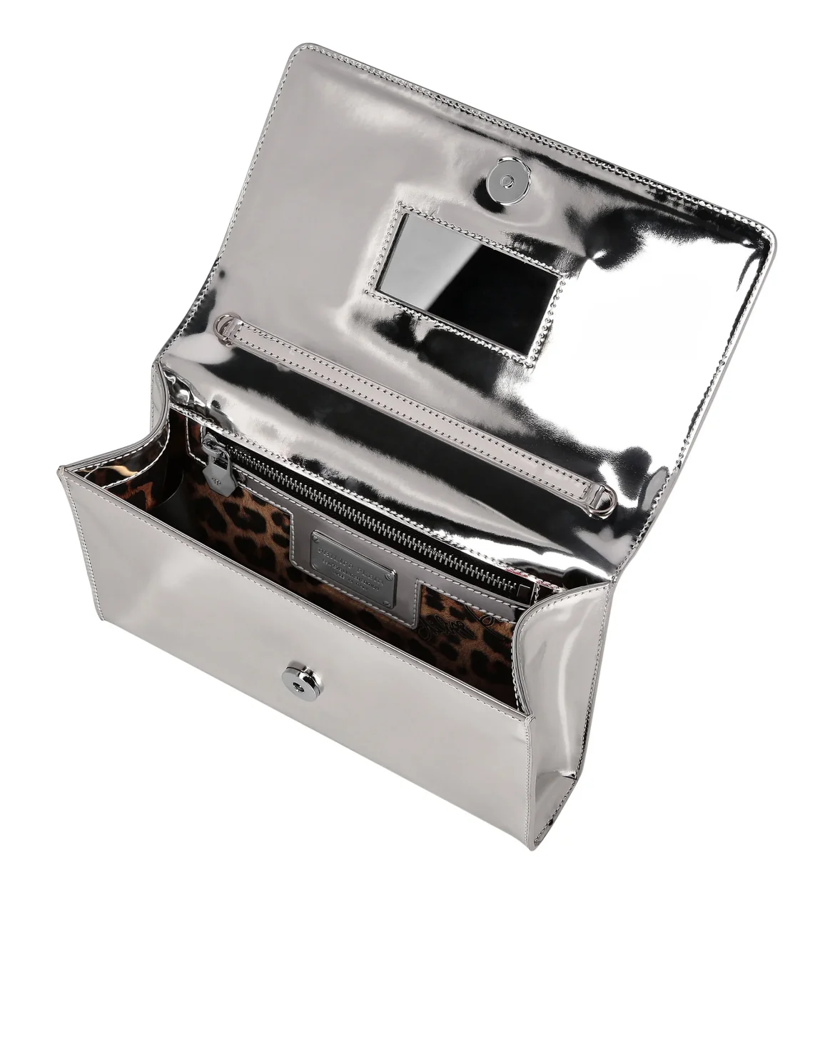 Mirror Leather Clutch, цвет: Серебристый