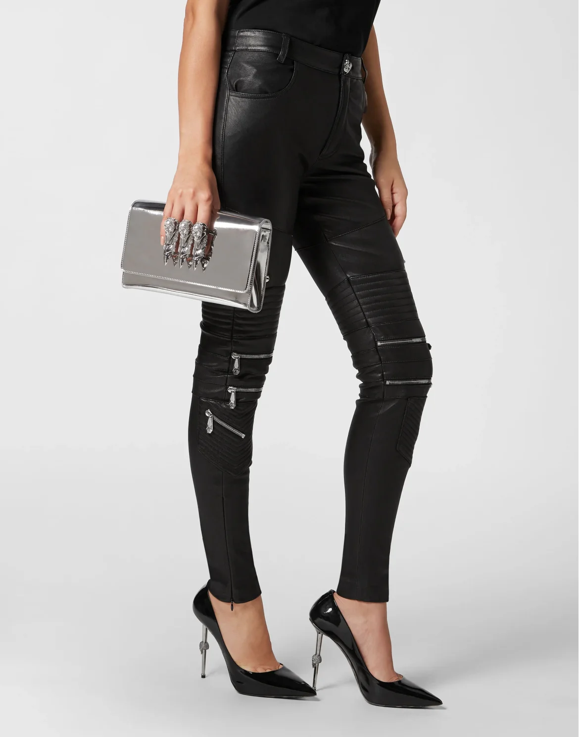 Mirror Leather Clutch, цвет: Серебристый