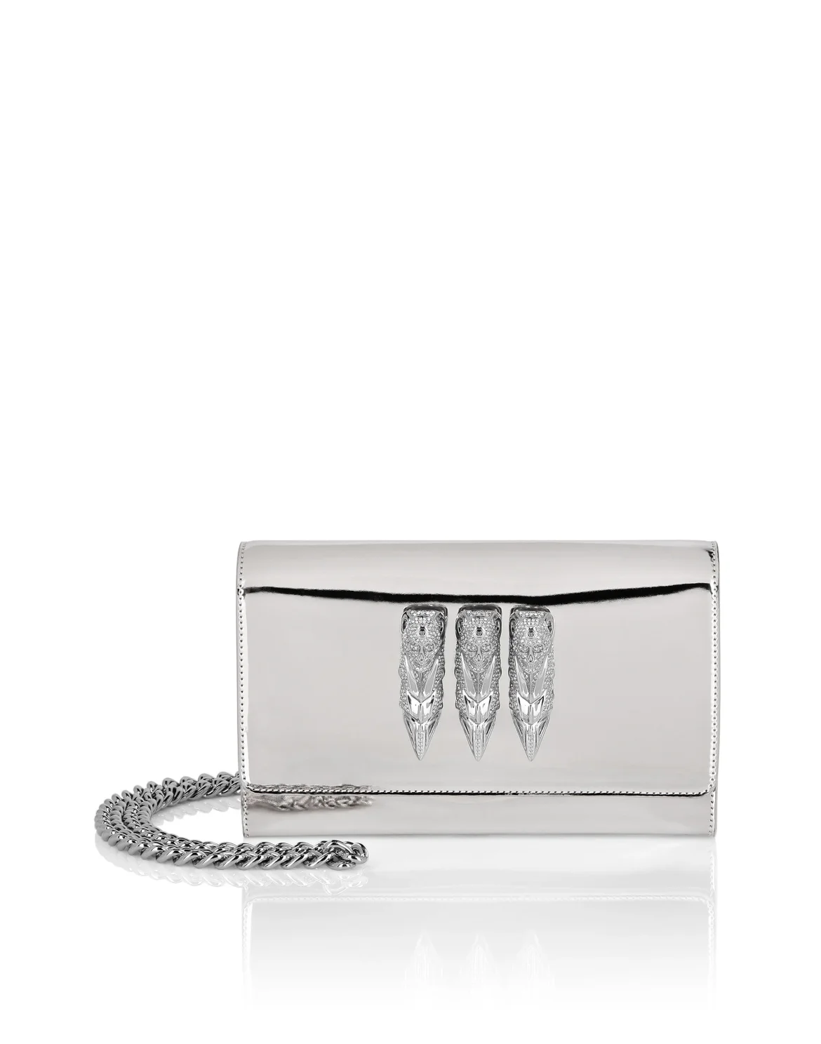 Mirror Leather Clutch, цвет: Серебристый