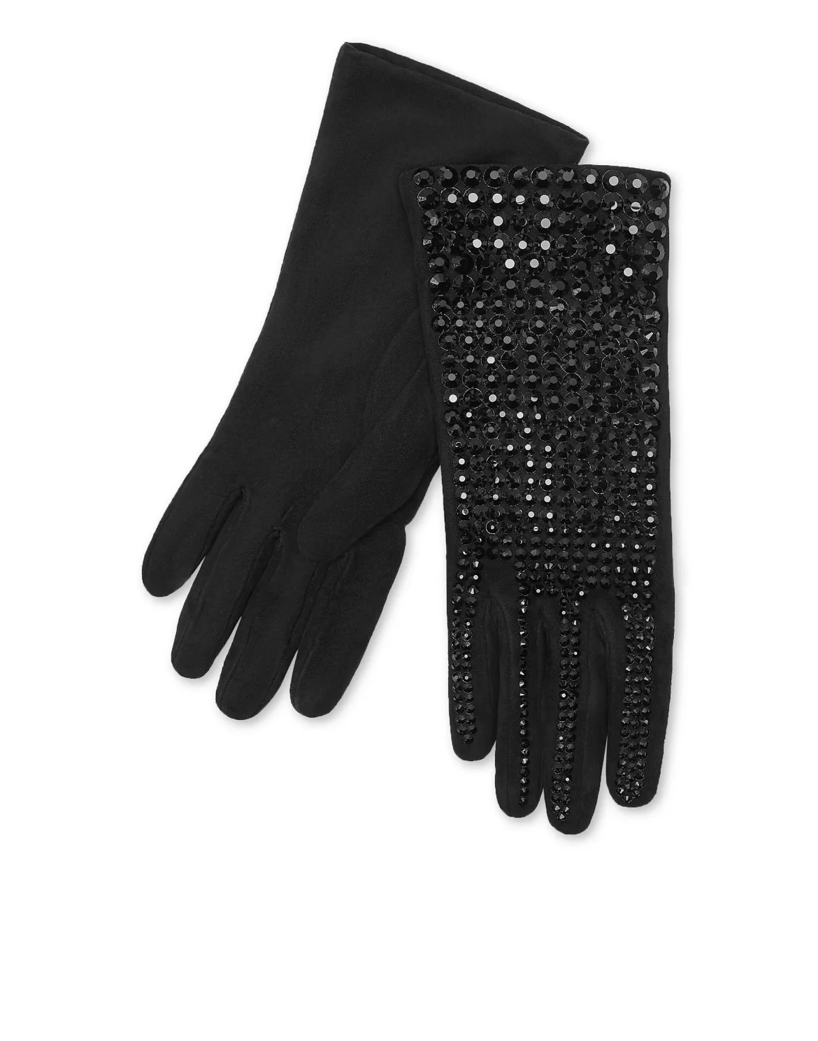Suede Mid-Gloves Crystal, цвет: Черный