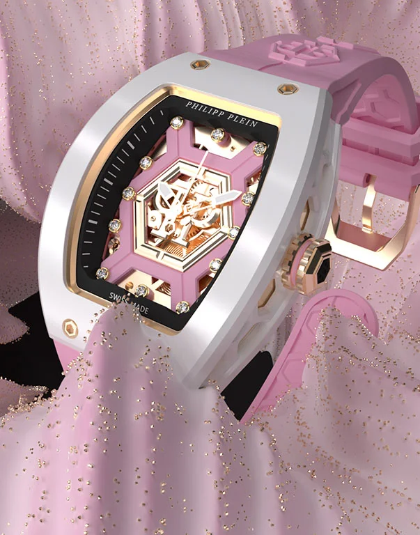DIAMOND CRYPTO QUEEN CHERRY BLOSSOM ICE QUEEN WATCH, цвет: Розовый