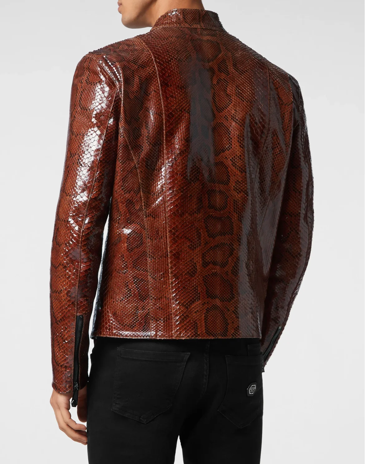 Real Python Leather Jacket, цвет: Коричневый