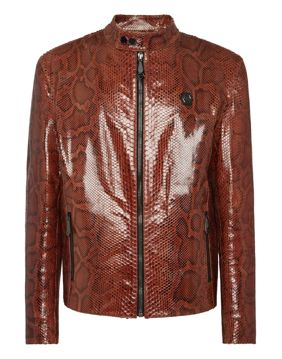 Real Python Leather Jacket, цвет: Коричневый