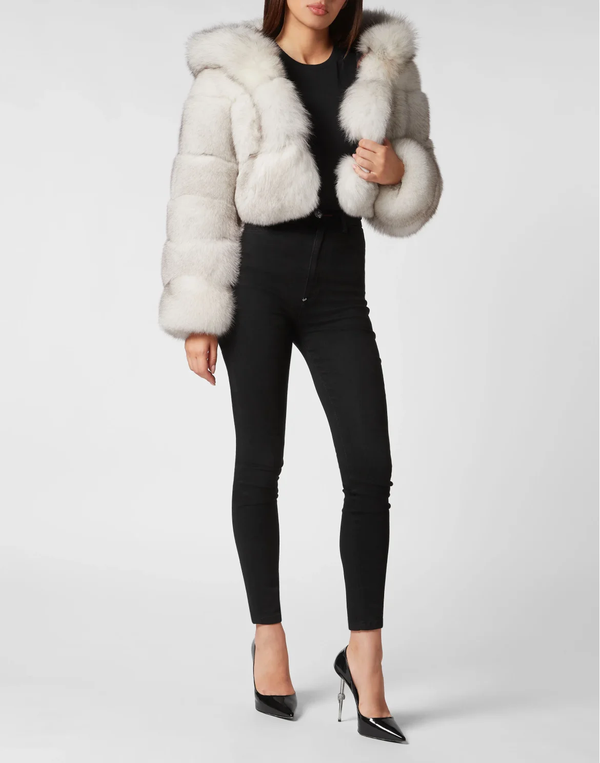 Real Fur Short Jacket, цвет: Серый