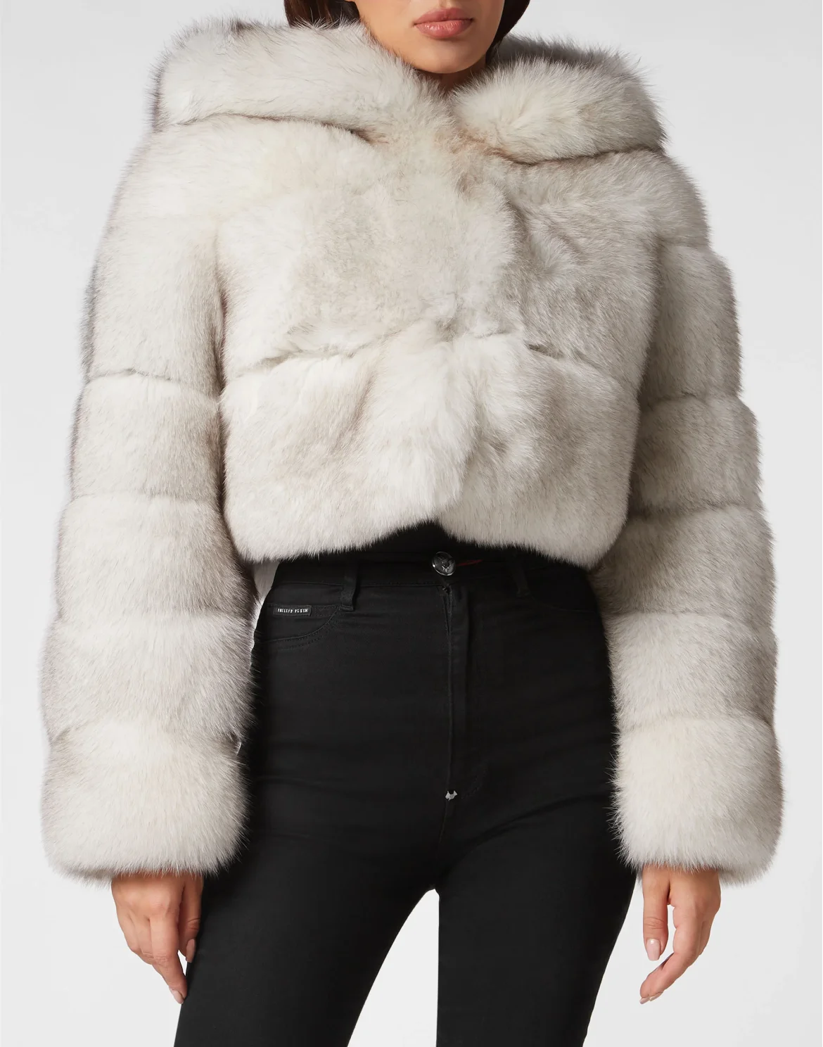 Real Fur Short Jacket, цвет: Серый