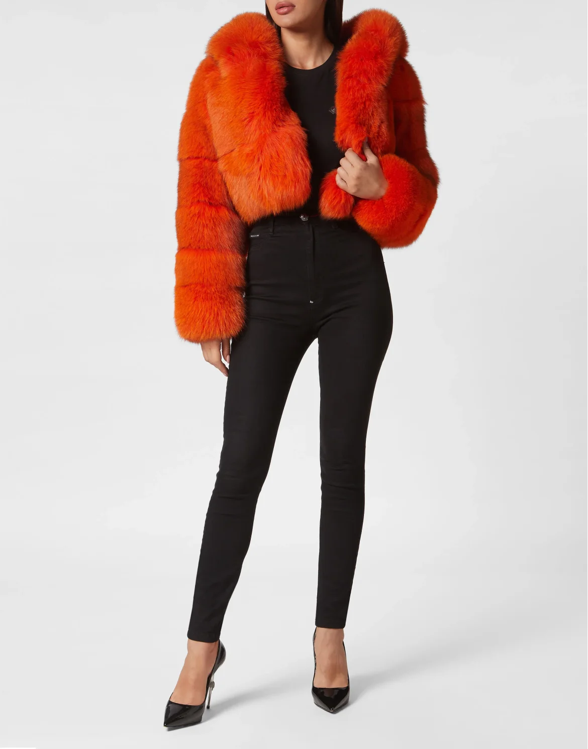 Real Fur Short Jacket, цвет: Оранжевый