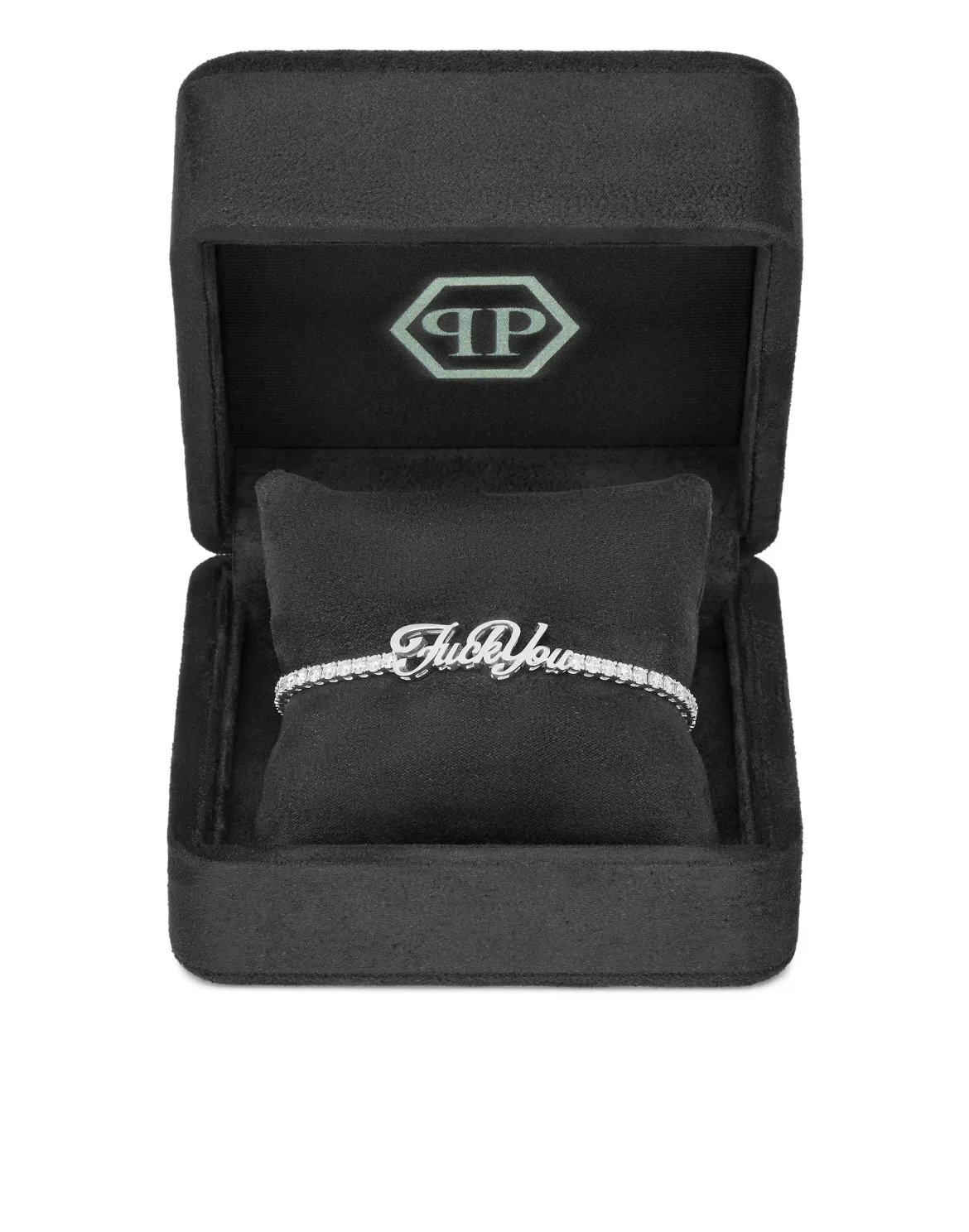 Bracelet FUCK YOU White Gold and Diamonds 19 cm, цвет: Золотой