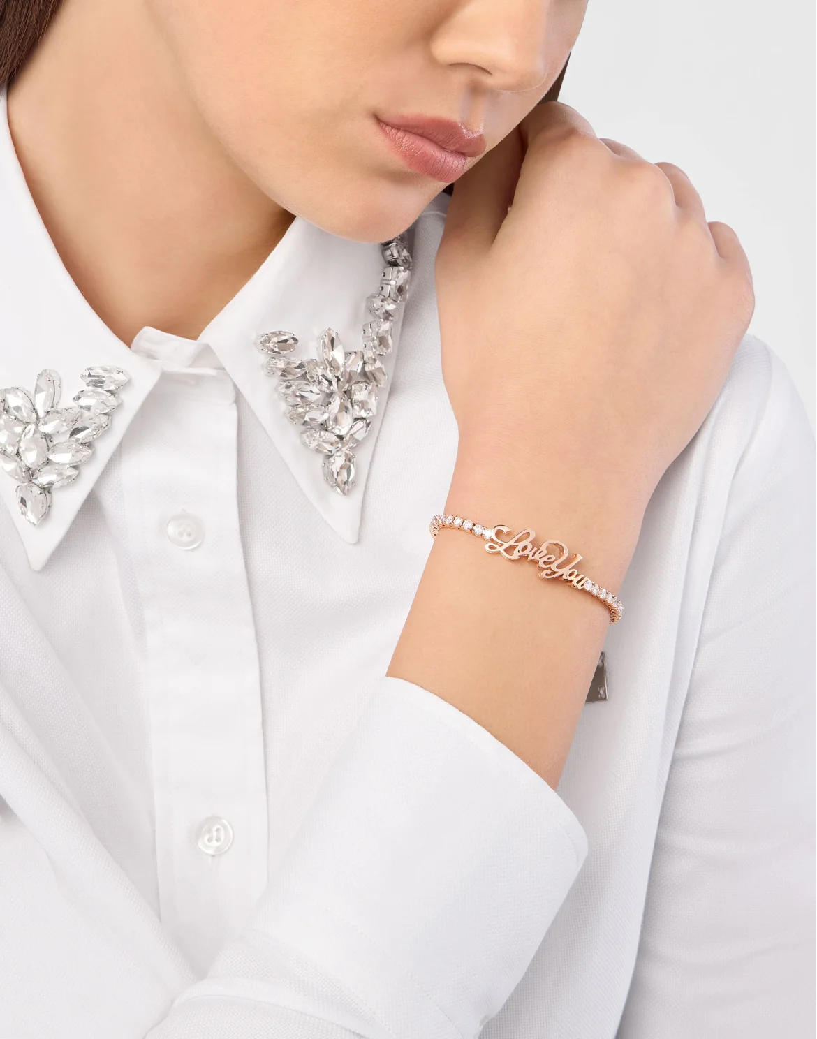 Bracelet LOVE YOU Rose Gold and Diamonds 17 cm, цвет: Золотой