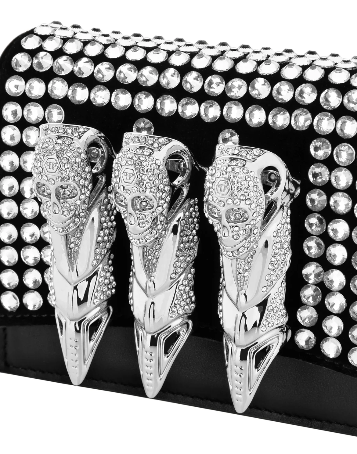 Suede Strass Leather Shoulder Bag Skull, цвет: Прозрачный