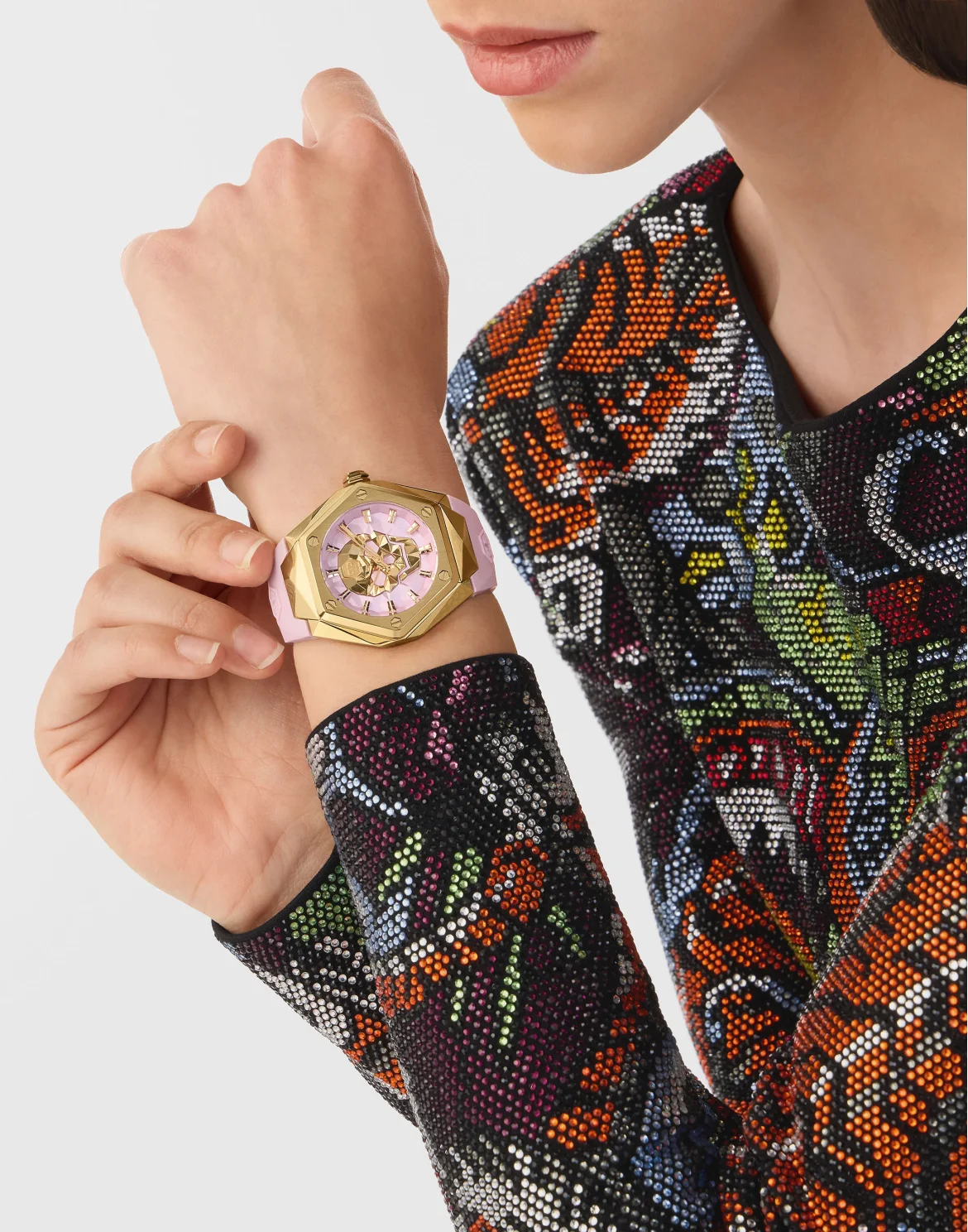 Stainless Steel Watches $kull Spikes, цвет: Розовое Золото
