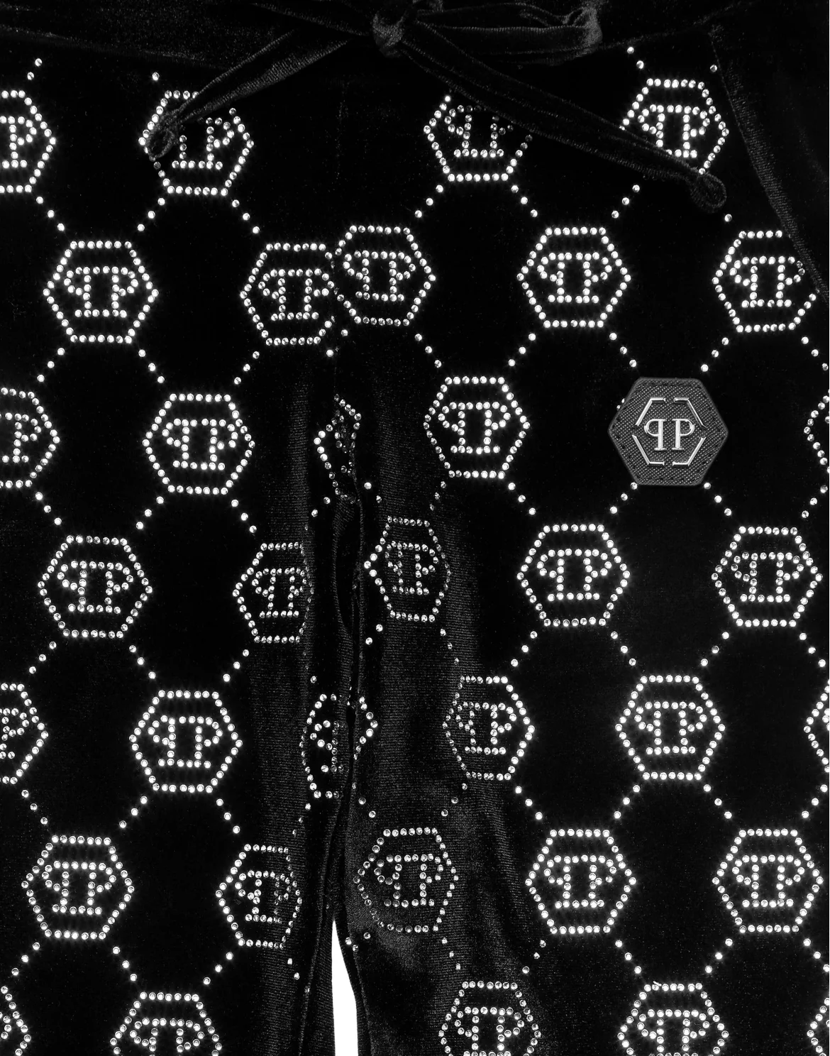 Chenille Jogging Trousers Strass Monogram, цвет: Черный