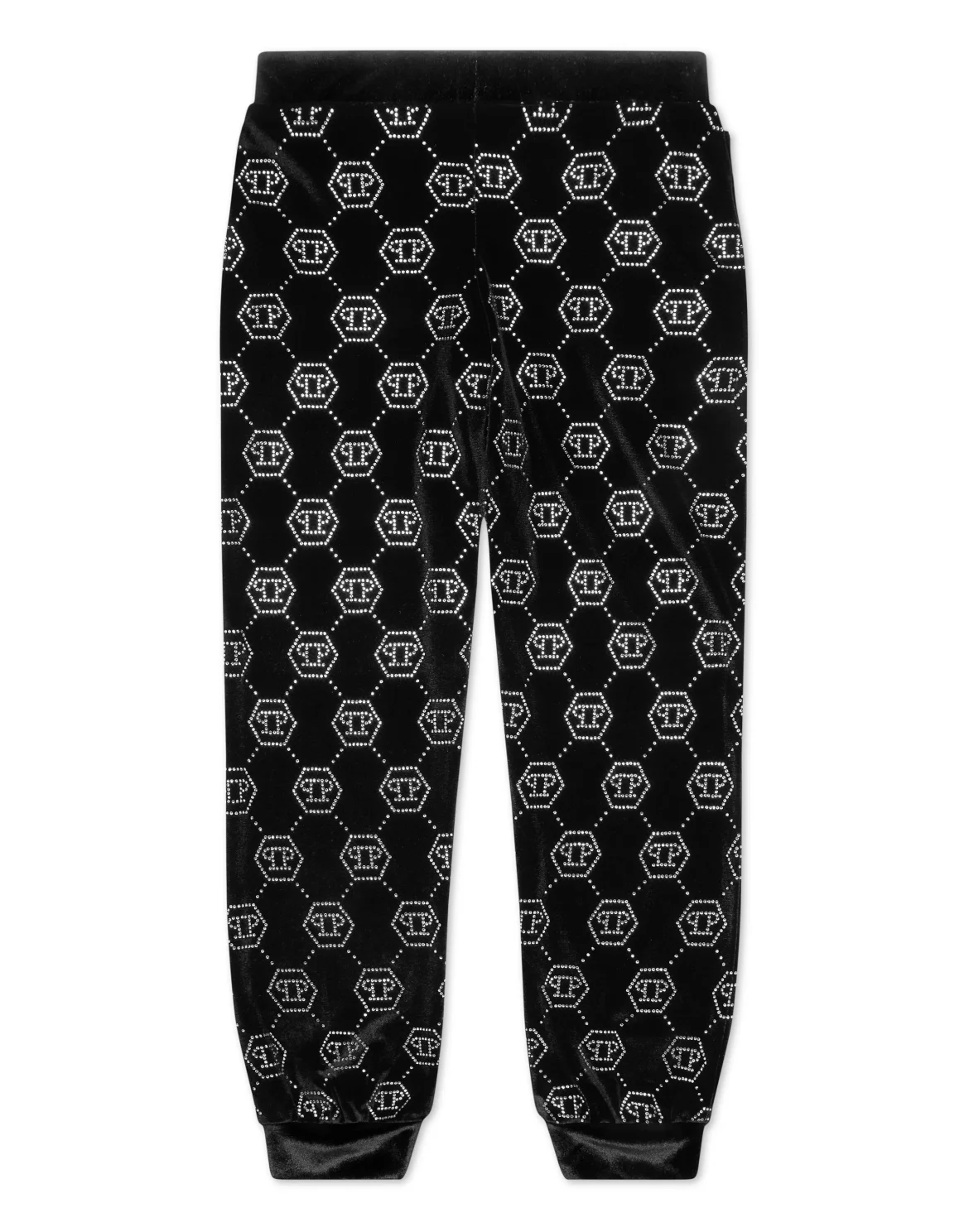 Chenille Jogging Trousers Strass Monogram, цвет: Черный