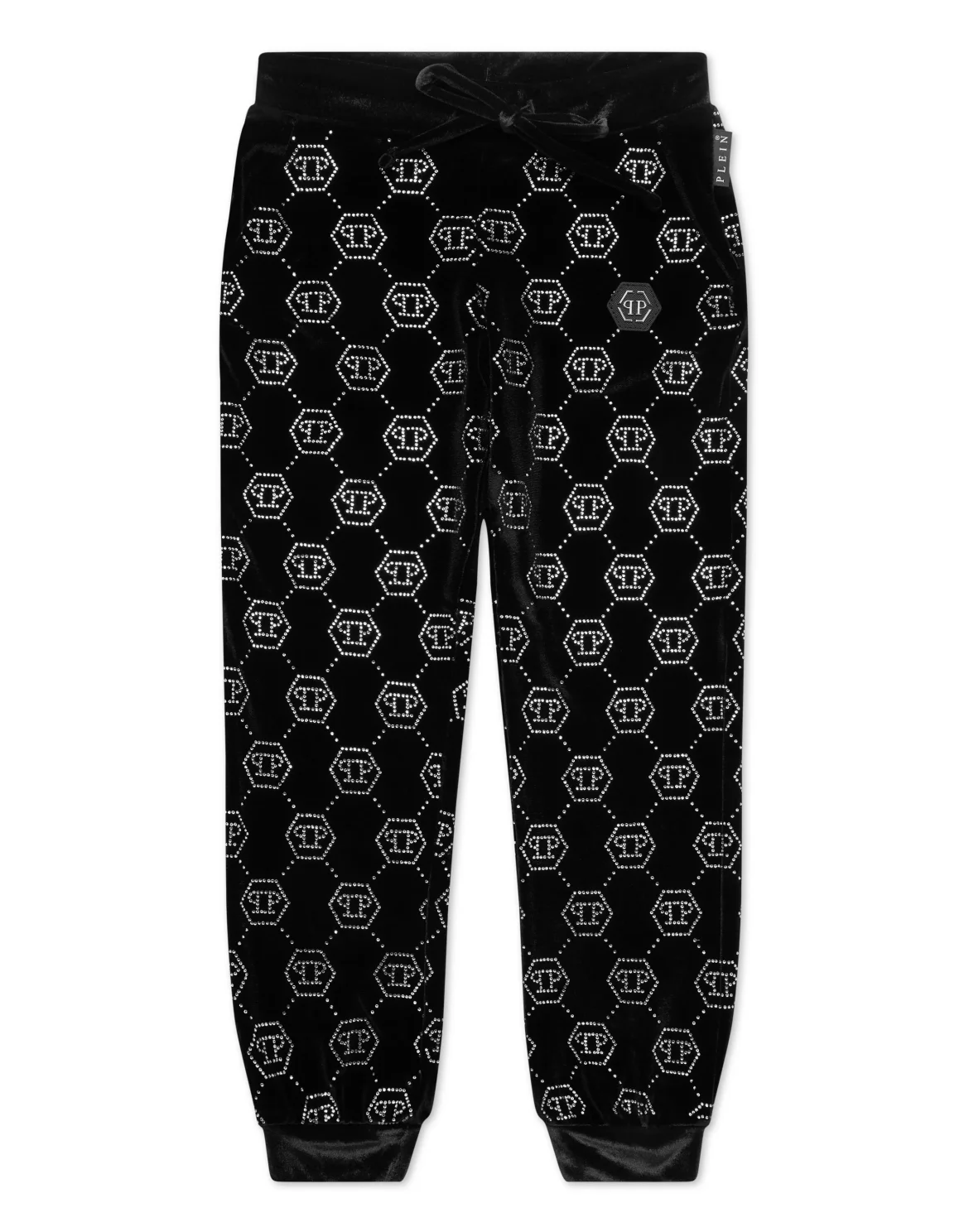 Chenille Jogging Trousers Strass Monogram, цвет: Черный