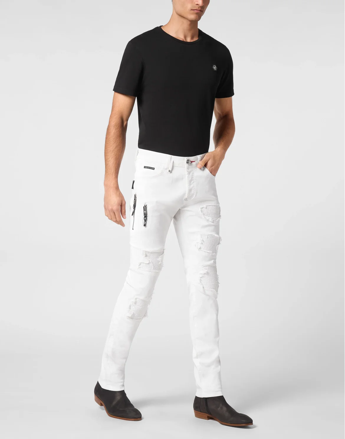 Coated Denim Rock Star Trousers, цвет: Белый