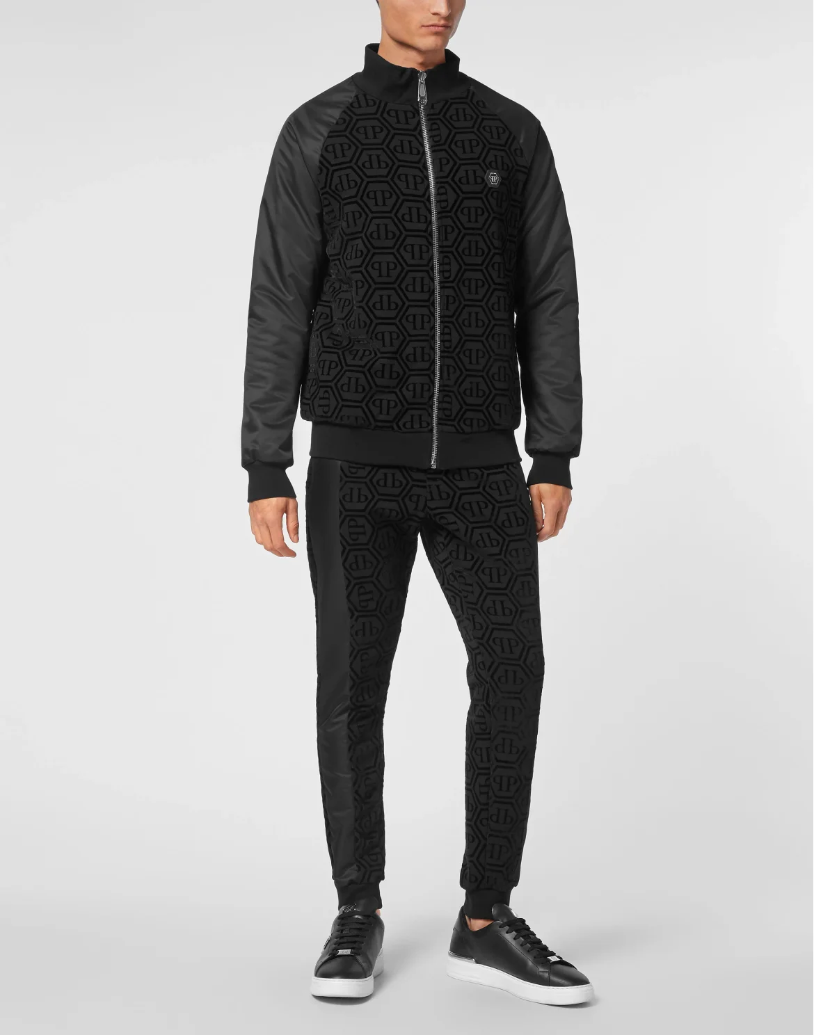 Jogging Set Top/Trousers With Nylon Inserts Monogram, цвет: Черный