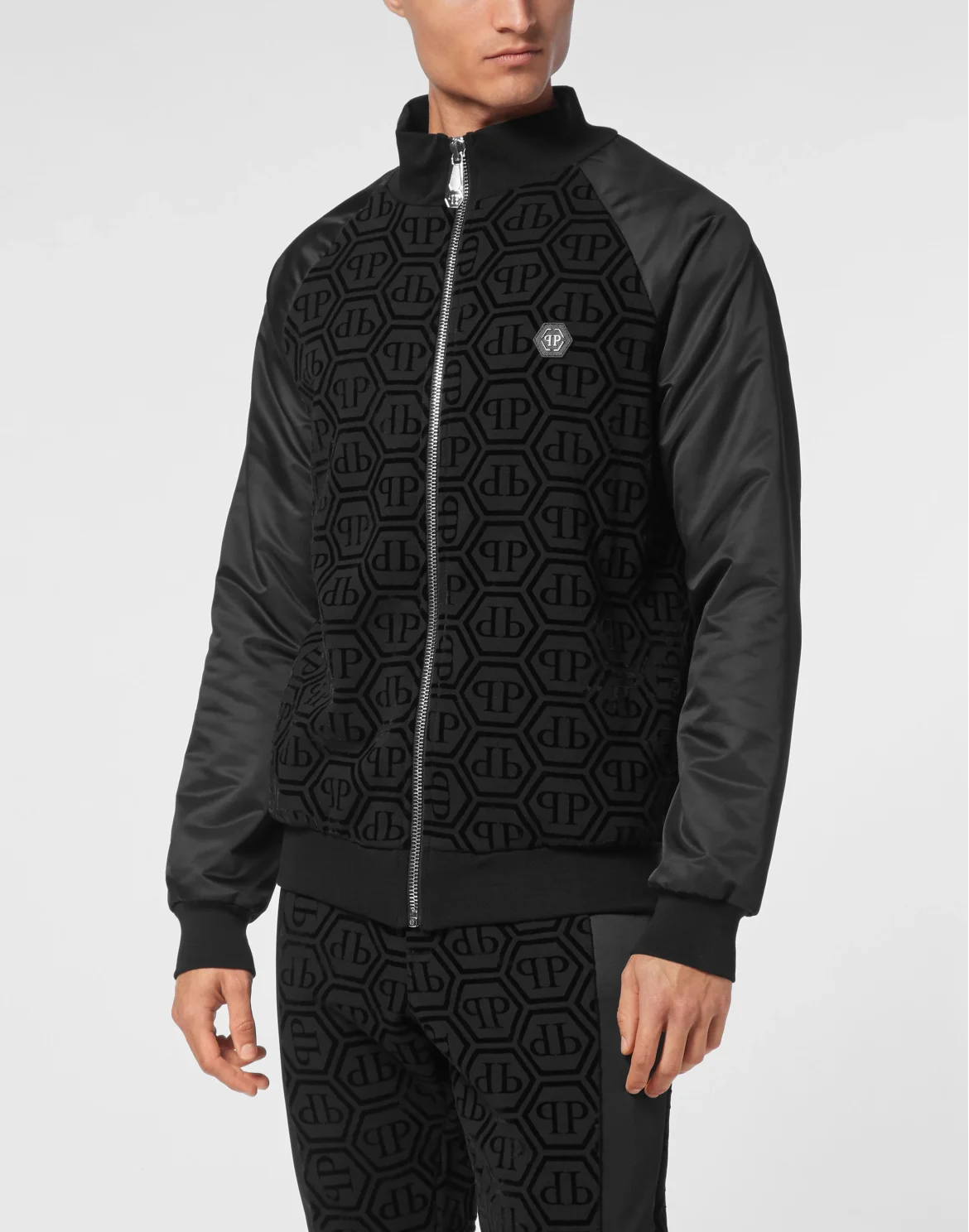Jogging Set Top/Trousers With Nylon Inserts Monogram, цвет: Черный