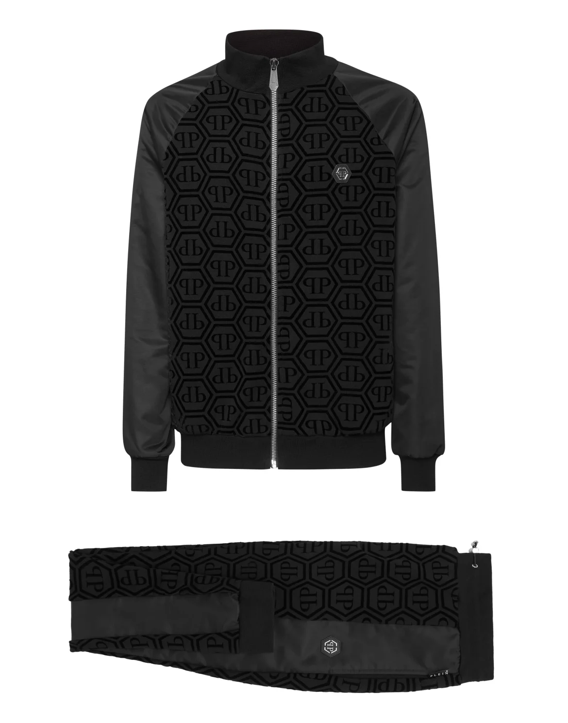 Jogging Set Top/Trousers With Nylon Inserts Monogram, цвет: Черный