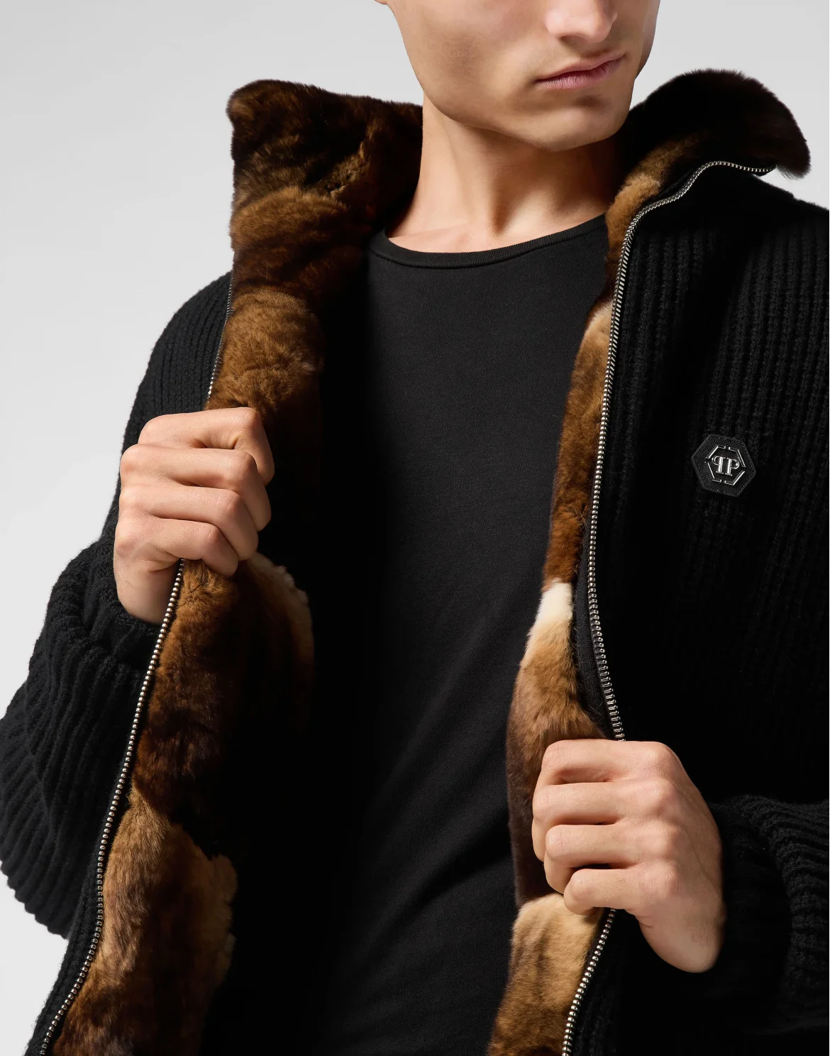 Wool Knit Collar Jacket, цвет: Черный